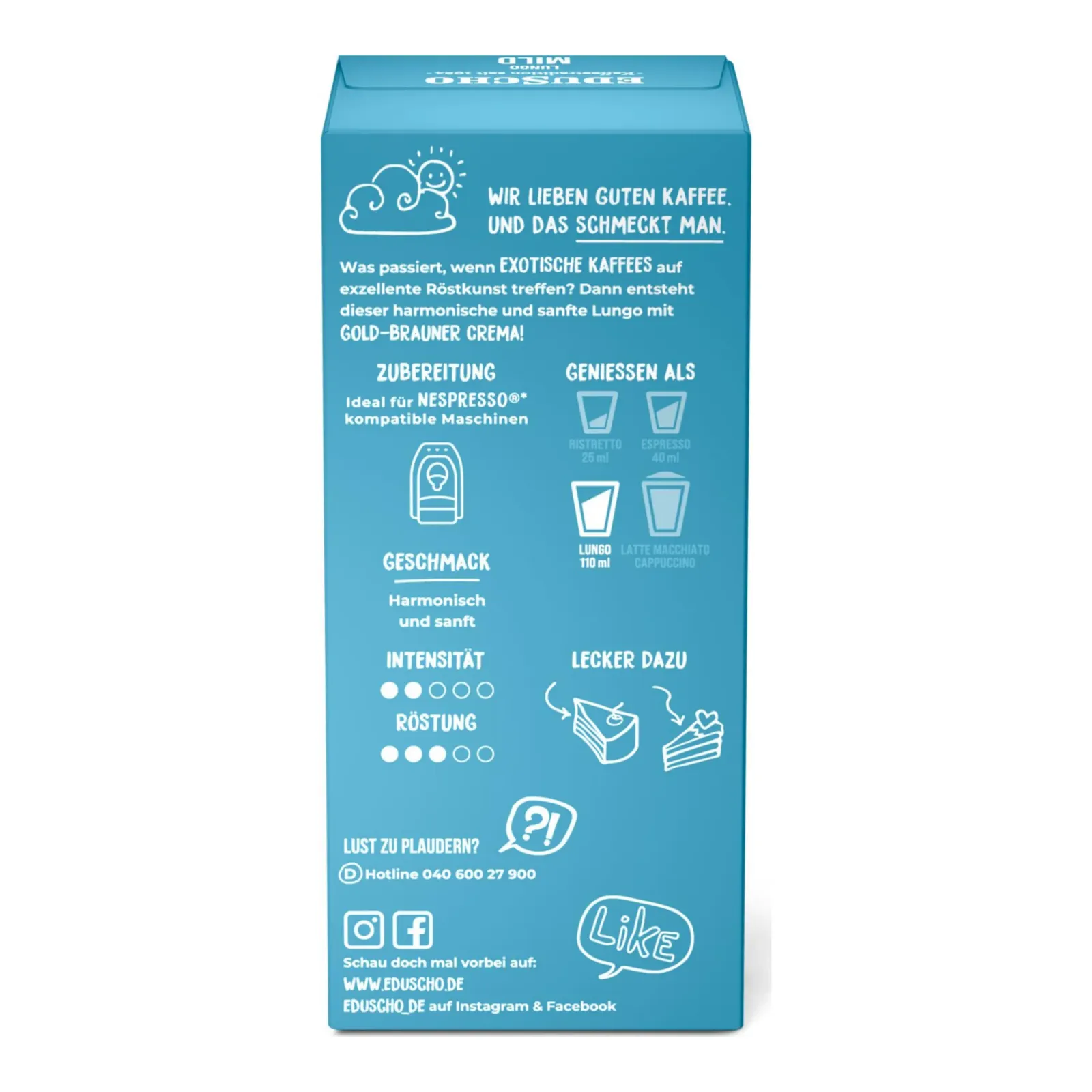 Edu Lungo Mild Cups (5x 20 cups)