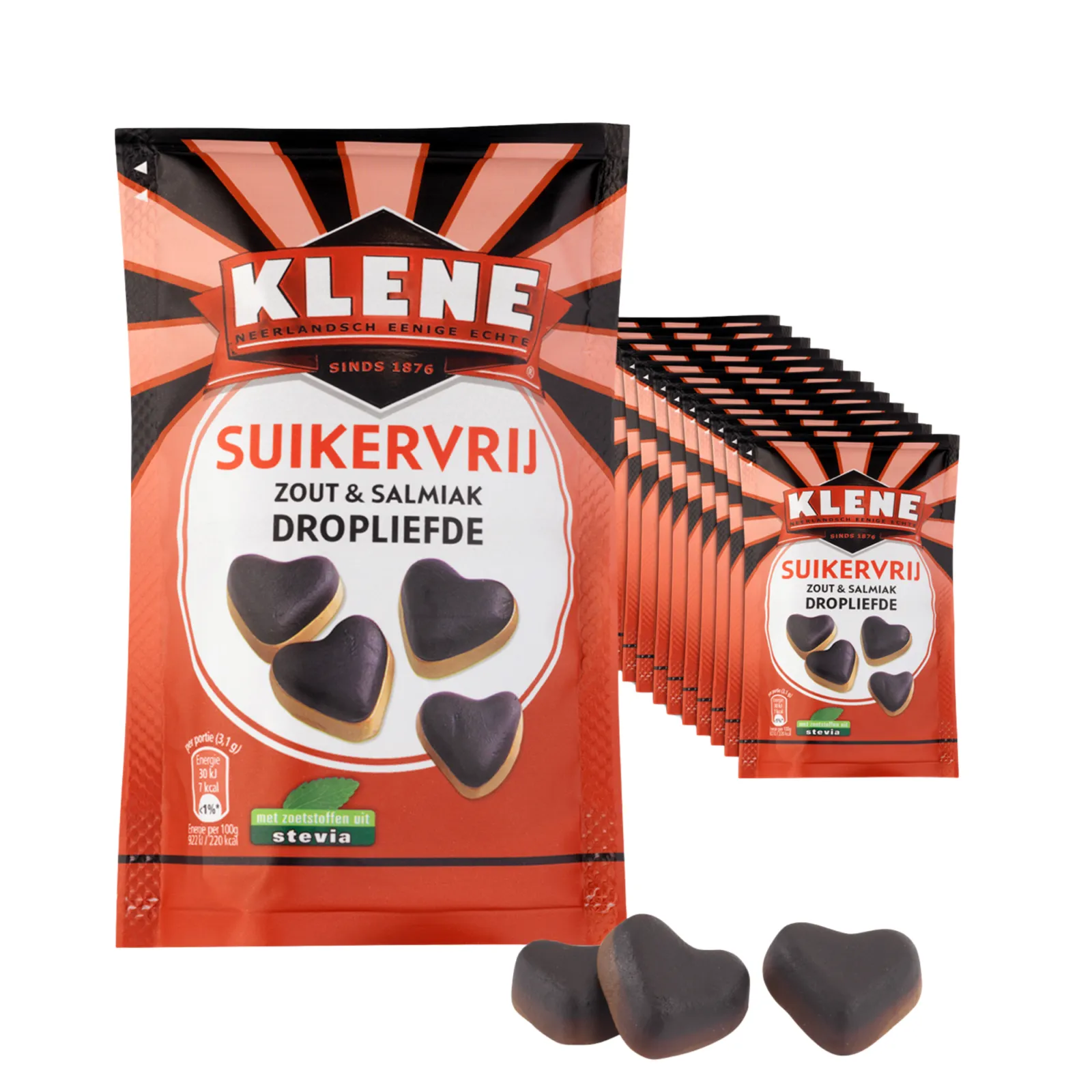 Klene Suikervrij Zout & Salmiak Dropliefde zakje (12x 90gr)