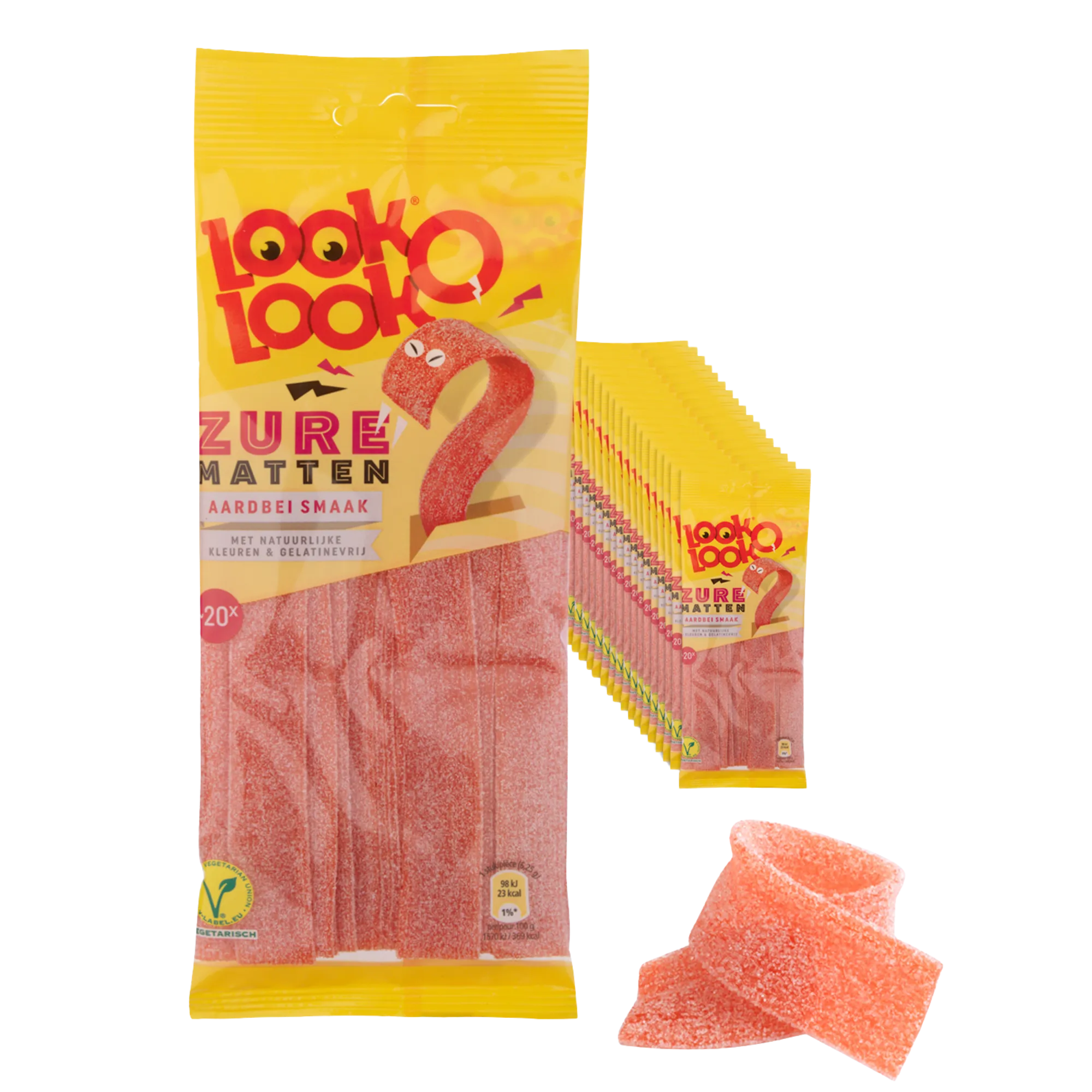 Look-O-Look Zure Matten Aardbei (18x125gr)