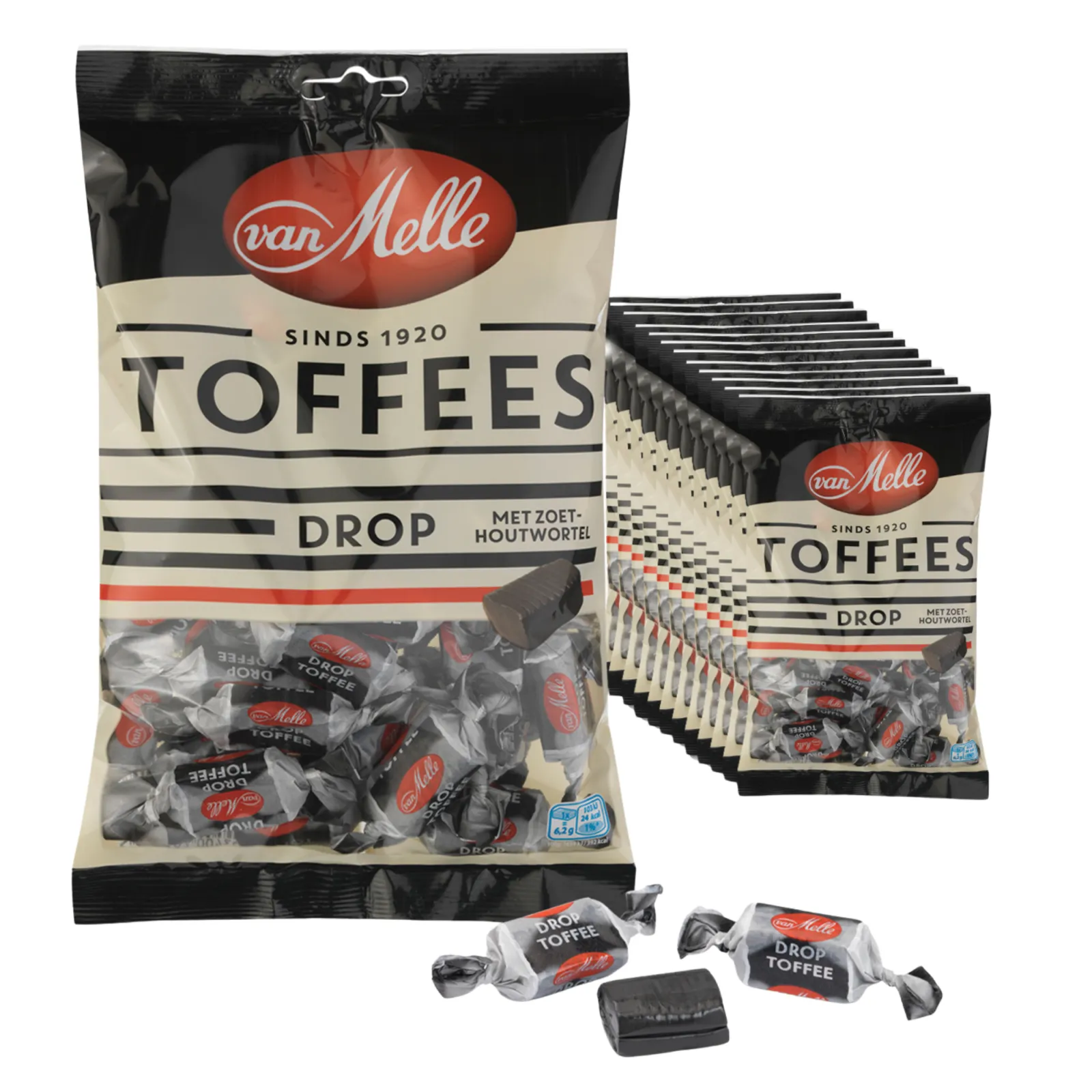 Van Melle Toffees Drop Vegan Zak (12x225gr)
