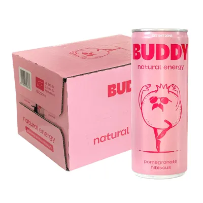 Buddy Pomegranate Hibiscus Bio Blikje (12x 250 ml)