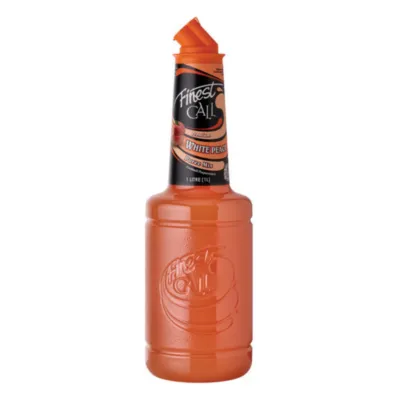Oranje fles perzik peach puree voorkant