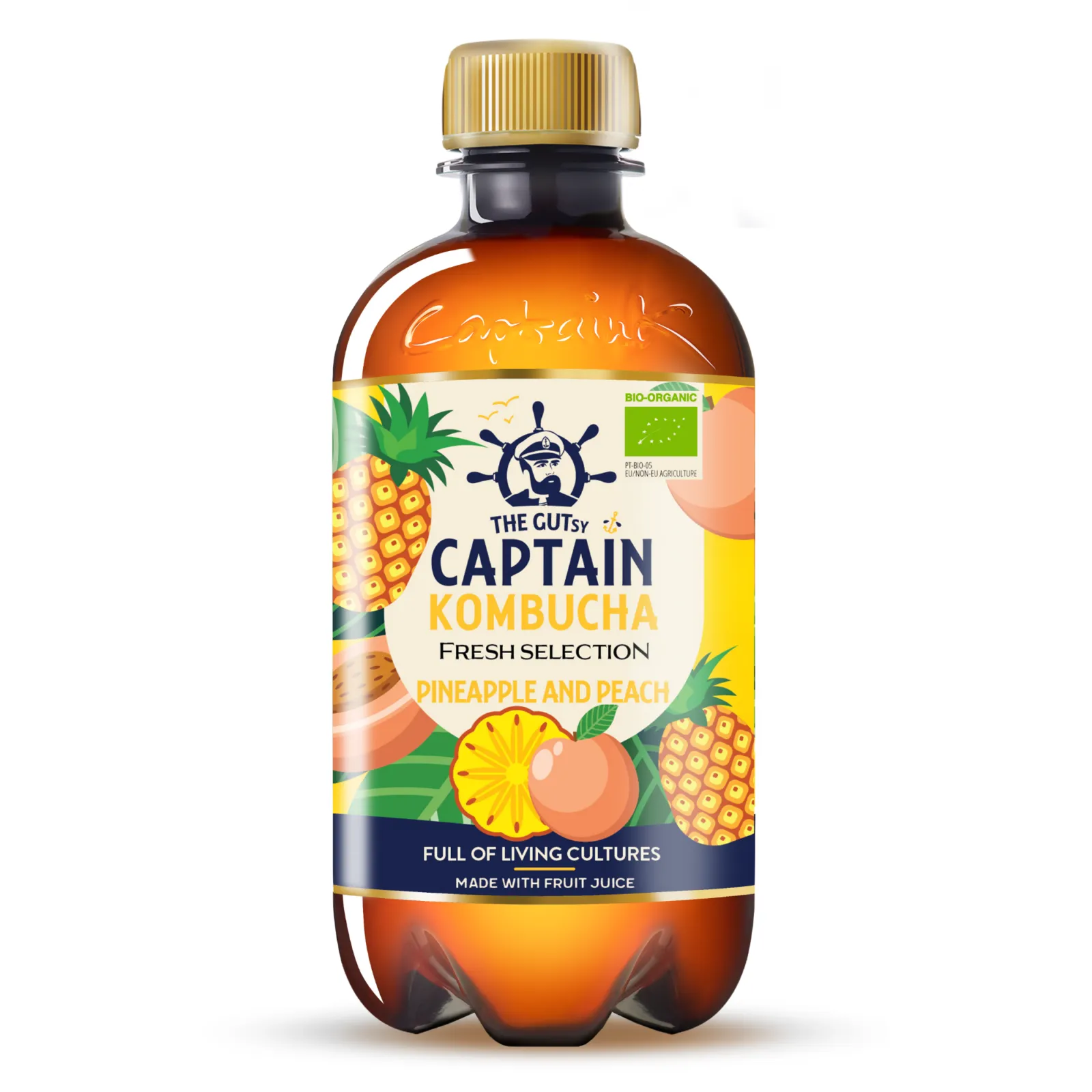 The Gutsy Captain Kombucha Fresh Pineapple Peach Bio (12X 400ml)