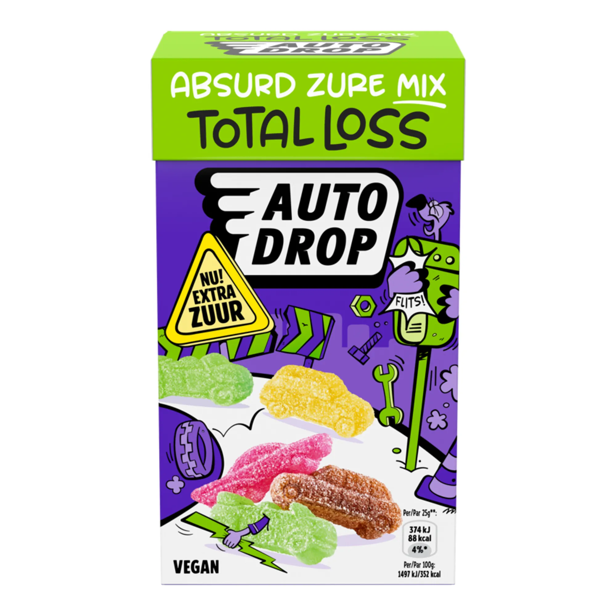Autodrop zot zure total loss vegan zakje (16x 280 gr)
