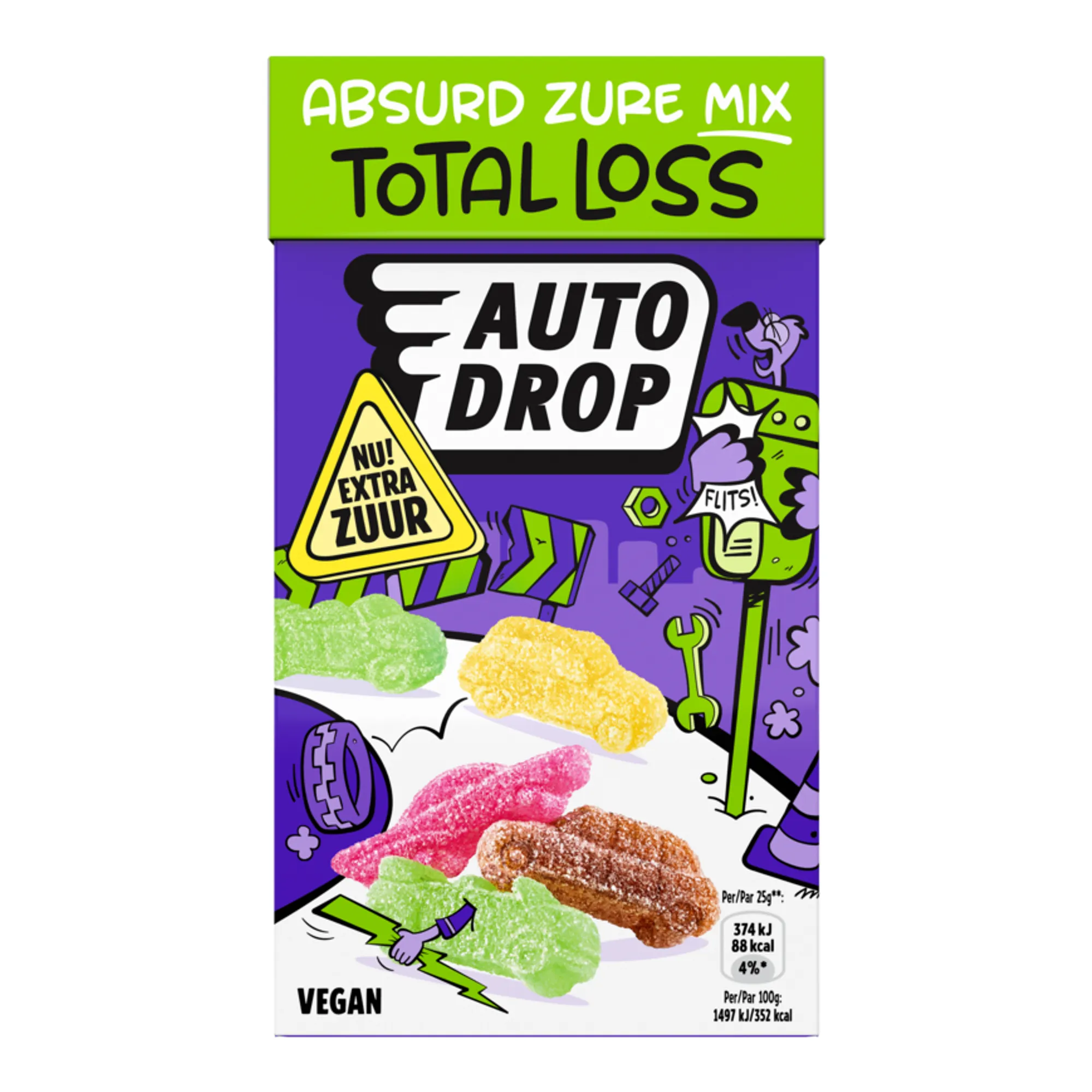 Autodrop zot zure total loss vegan zakje (16x 280 gr)