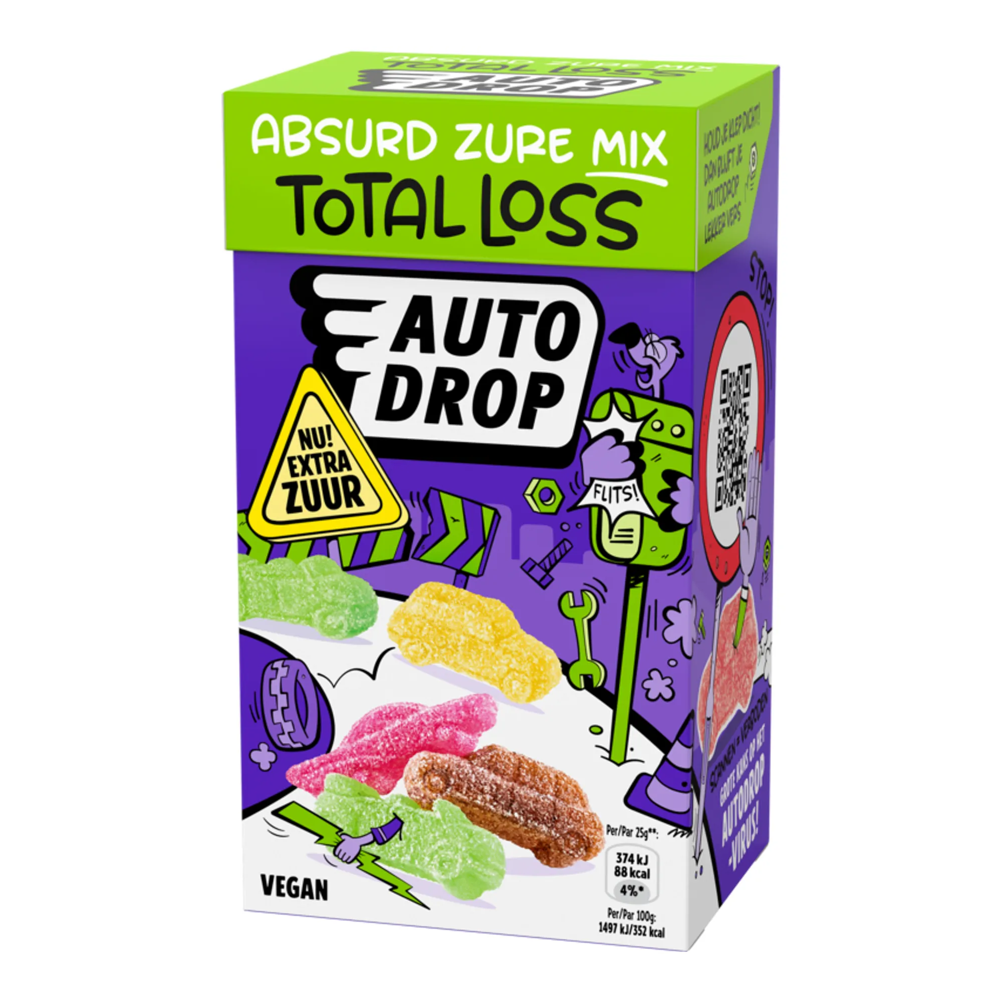 Autodrop zot zure total loss vegan zakje (16x 280 gr)