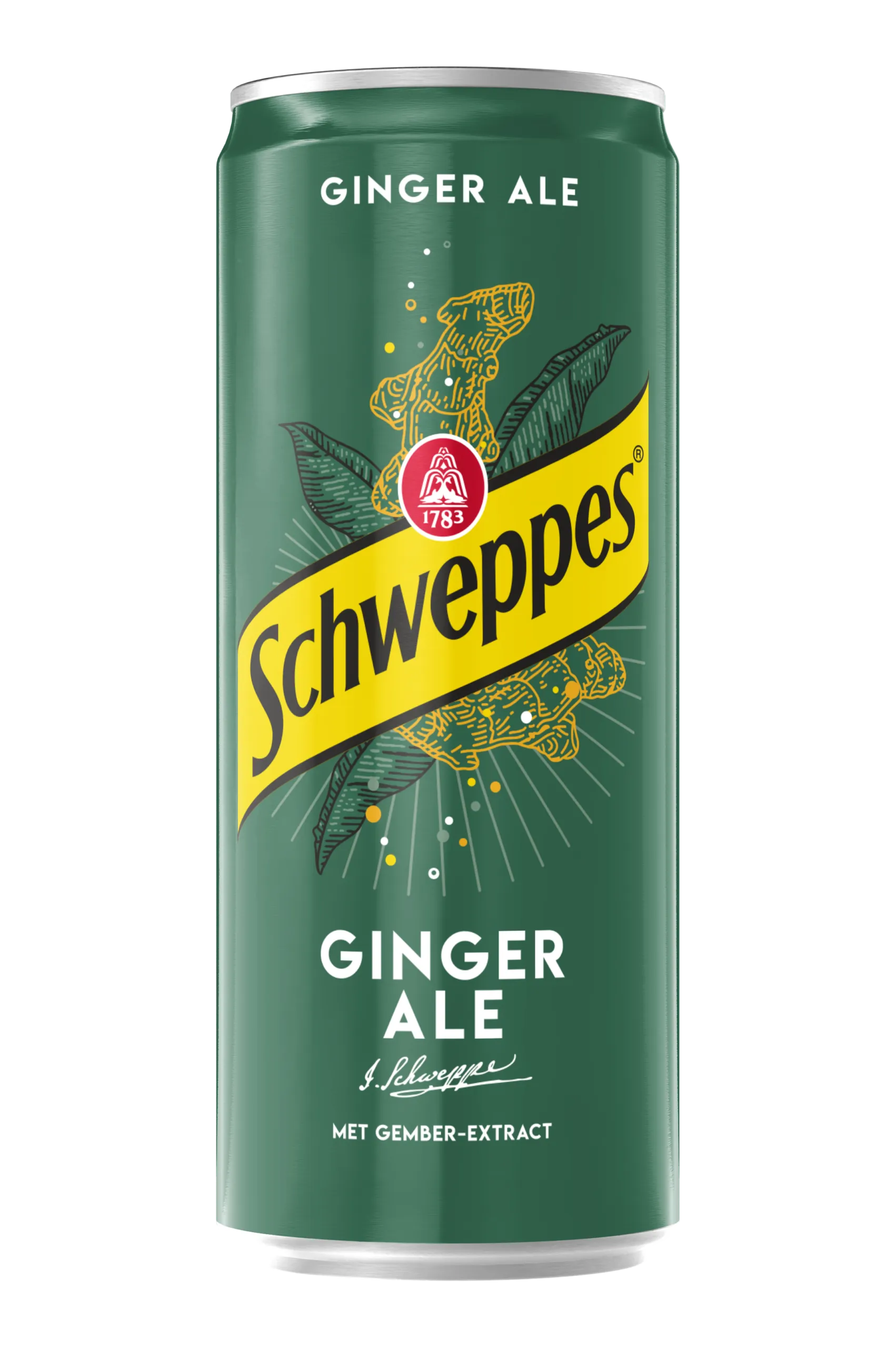Blik schweppes groen staand voorkant