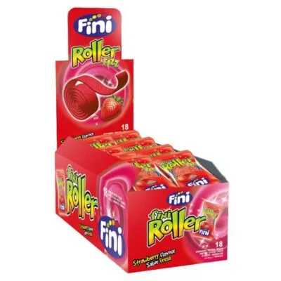 Fini Zure Roller Aardbei Zakjes (18×20 gram)