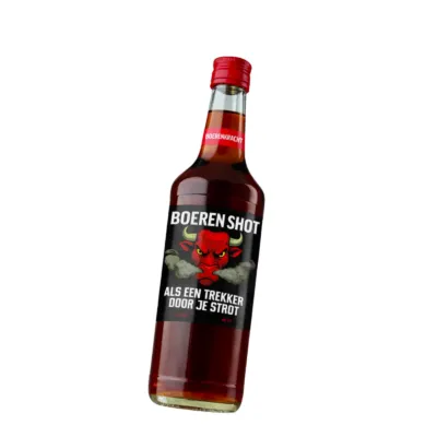 Boerenshot fles 70cl coorkant etiket