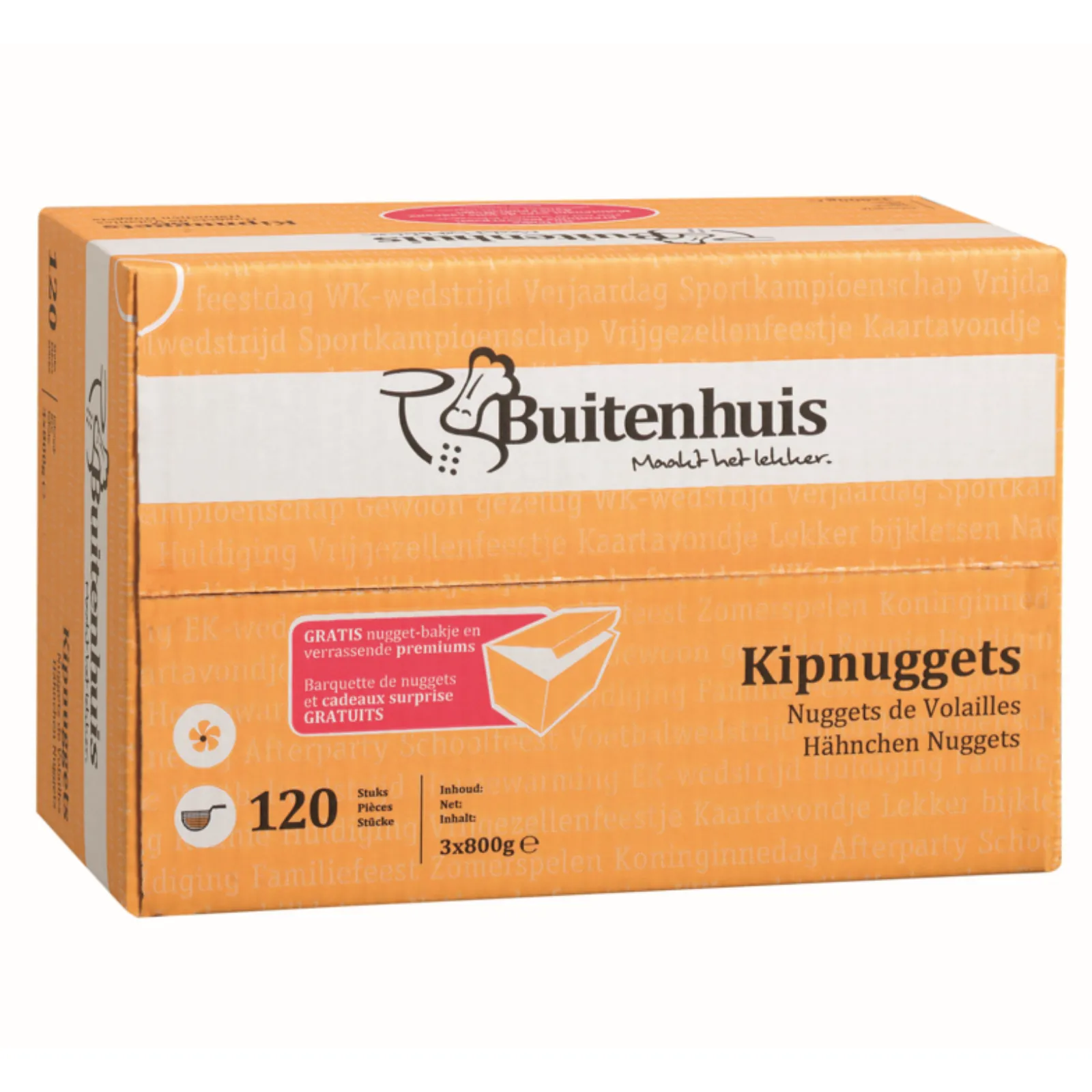 doos zijaanzicht buitenhuis kipnuggets