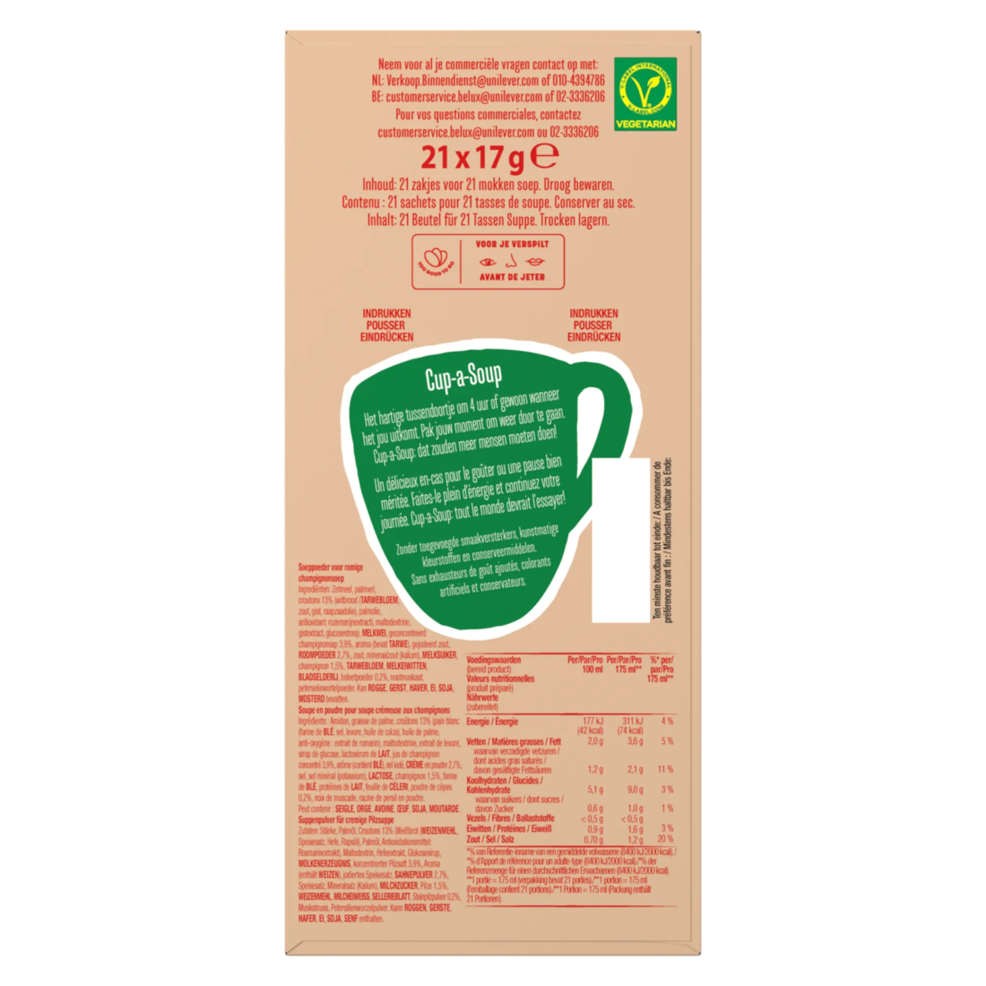 Knorr Cup-a-Soup Champignon Créme (21x 175ml)