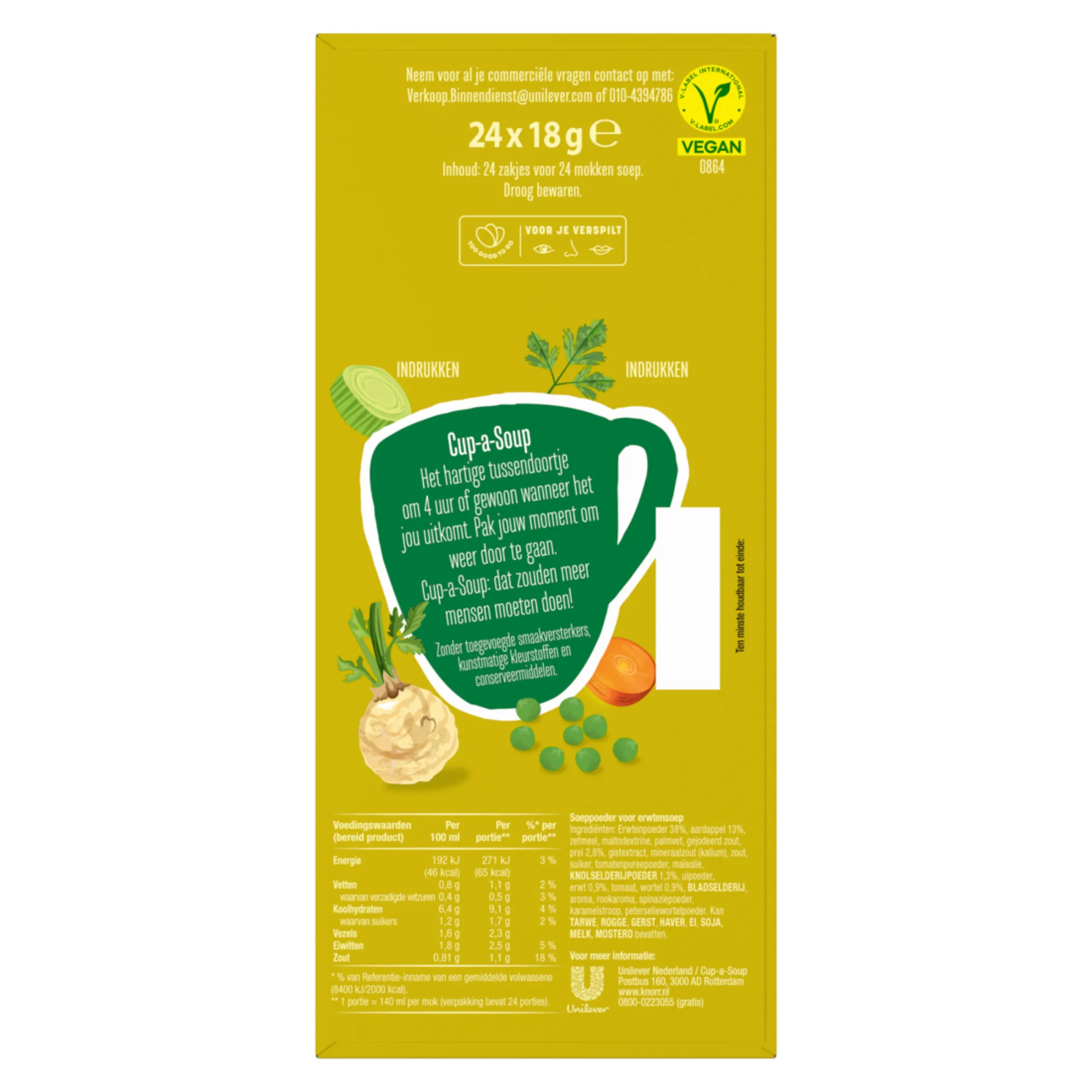 Knorr Cup-a-Soup Erwt (24x 140 ml)