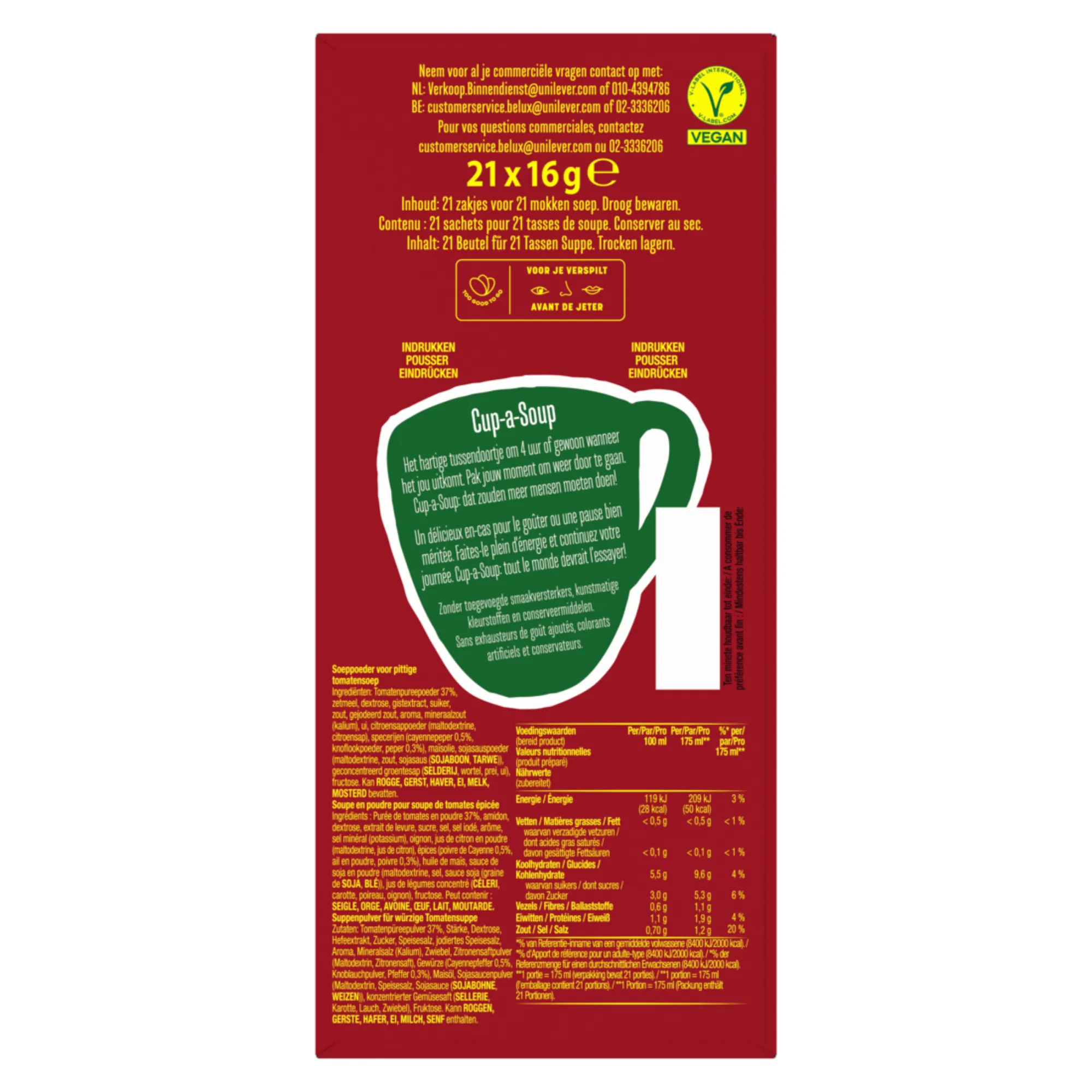 Knorr Cup-a-Soup Pittige Tomaat (21x 175ml)