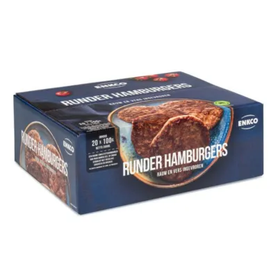 Doos hamburgers rundvlees voorkant