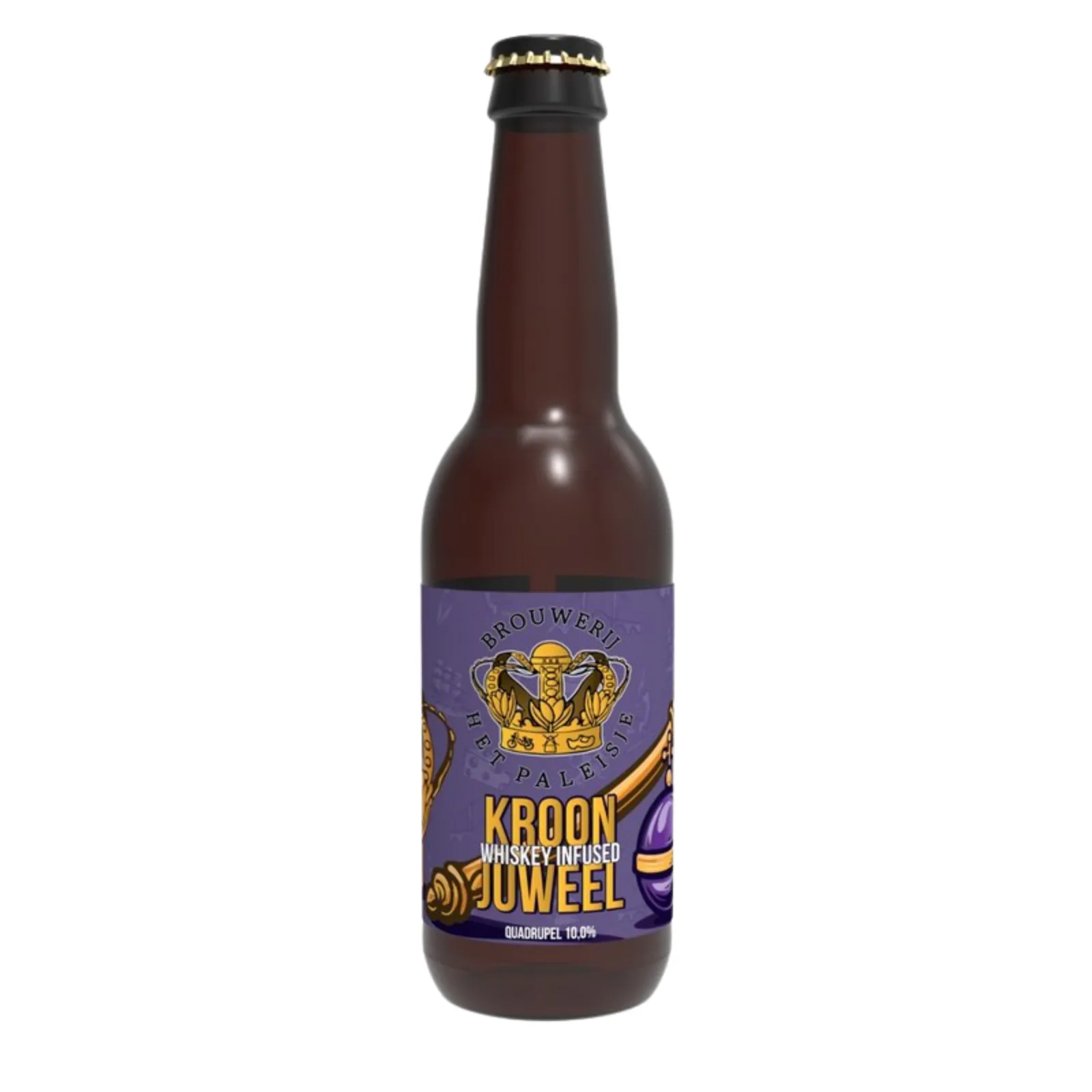 Flesje bier kroonjuweel staand voorkant