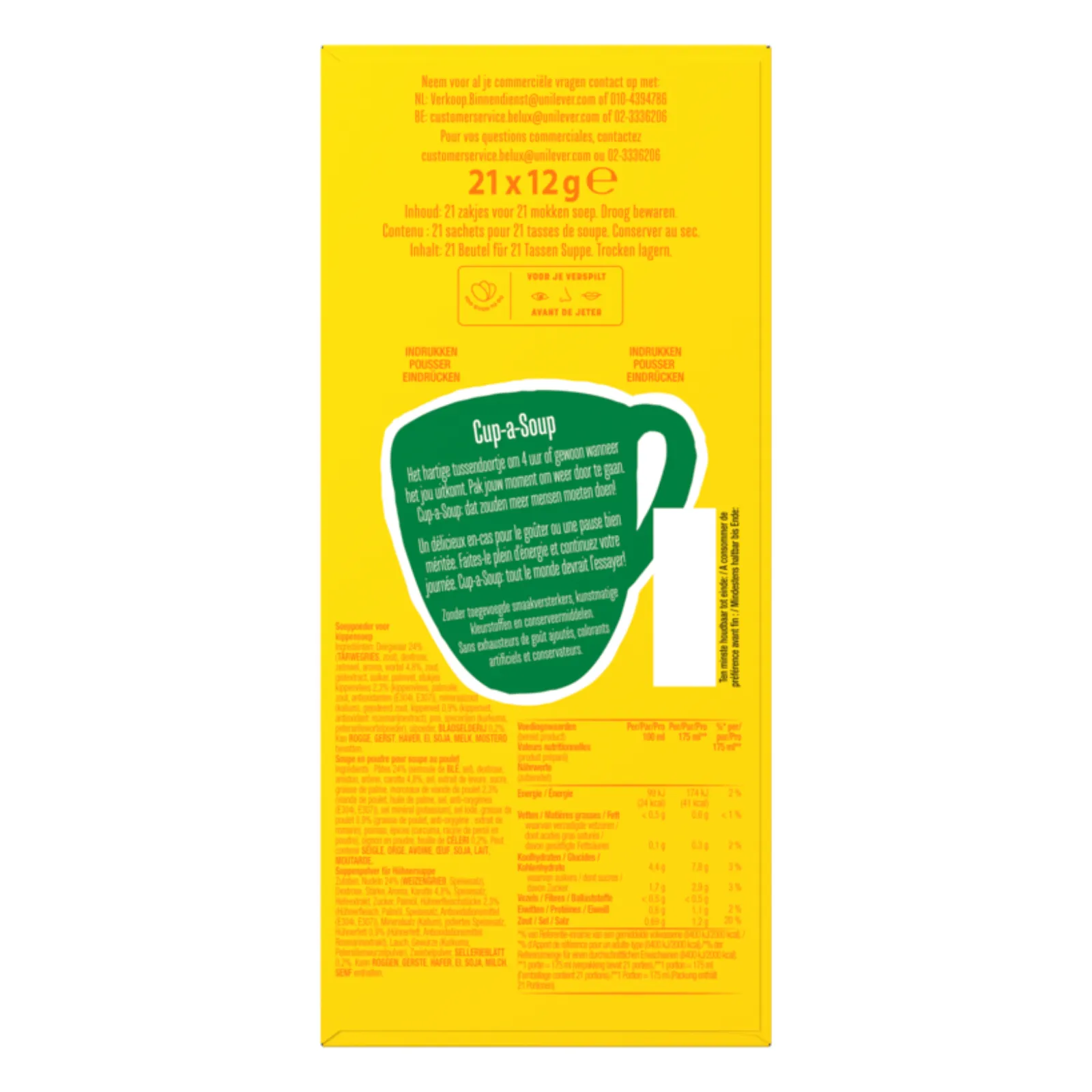 Knorr cup-a-soup doosje achterkant