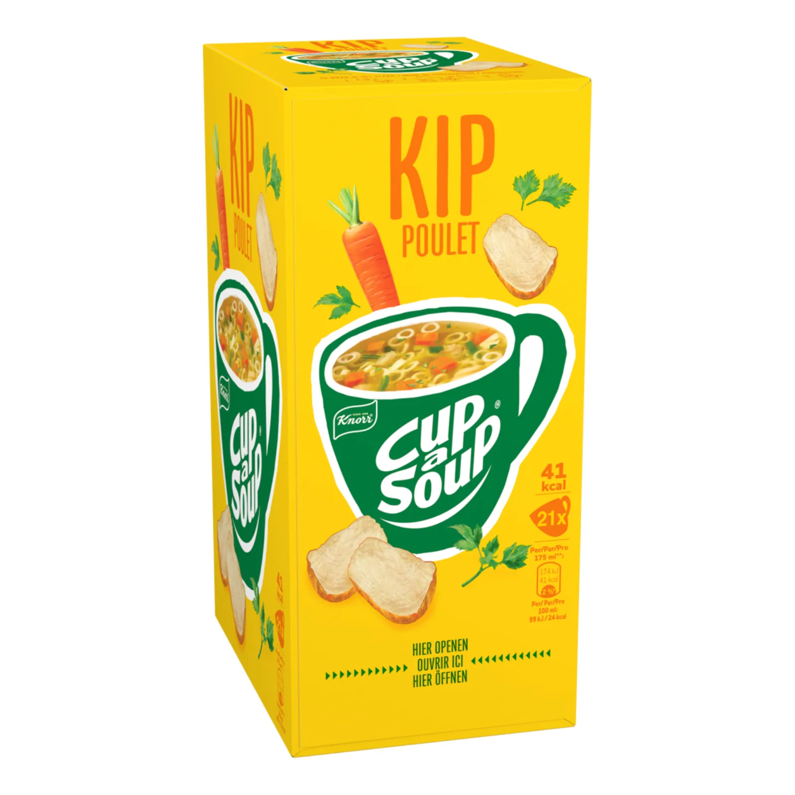 Knorr cup-a-soup doosje zijaanzicht staand
