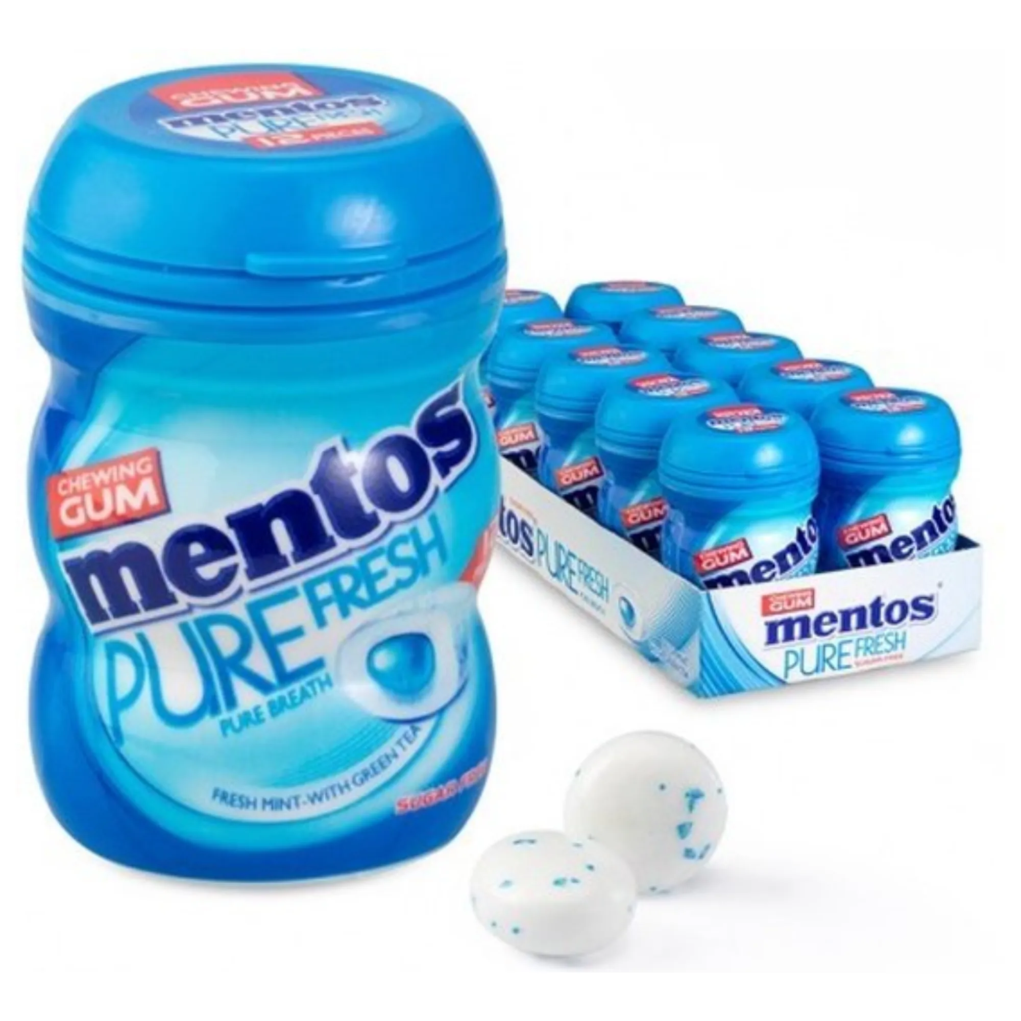 Mentos Kauwgom Pure Fresh mint Bottle (8x 50 stuks)