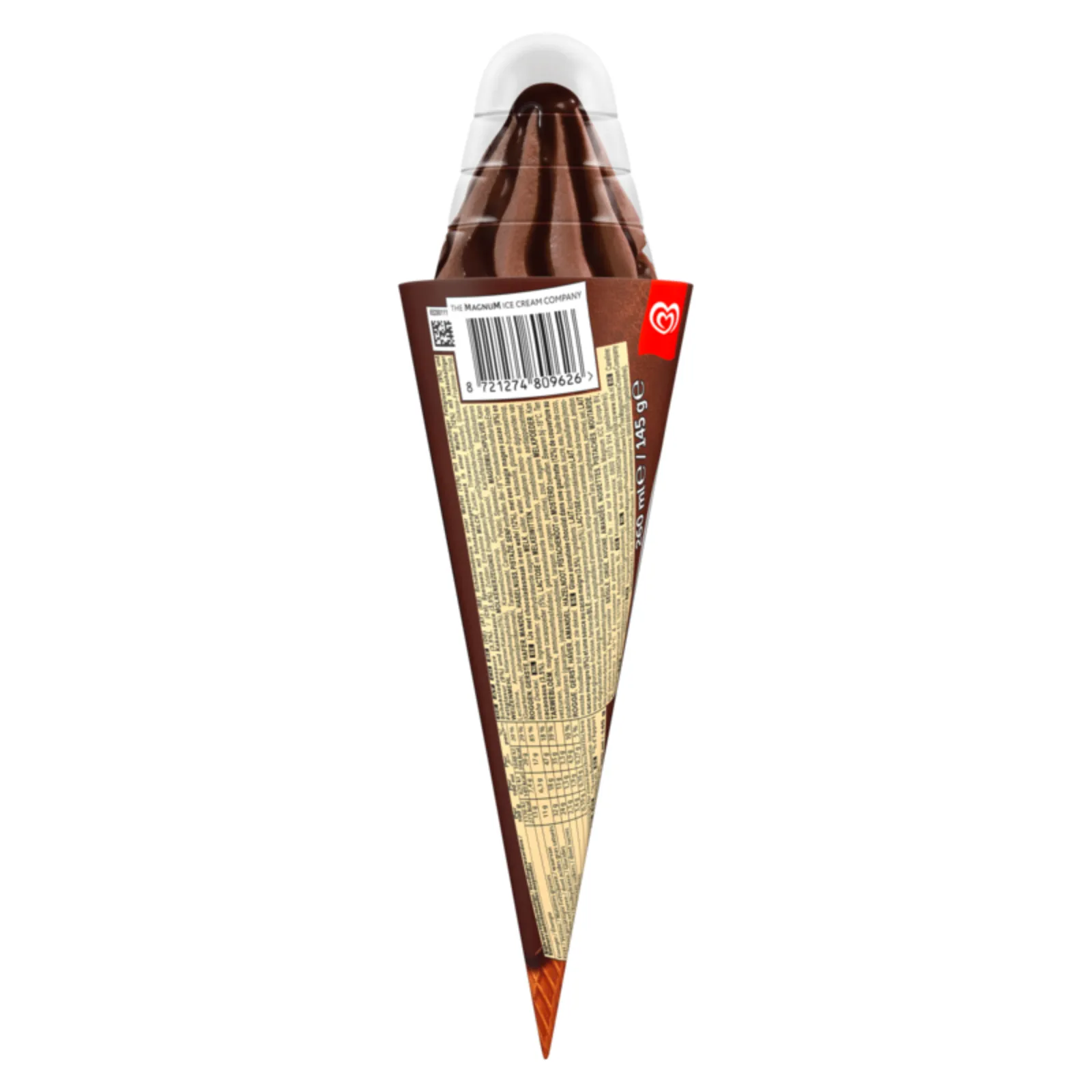 Chocolade OLA cornetto ijsje verpakking achterkant