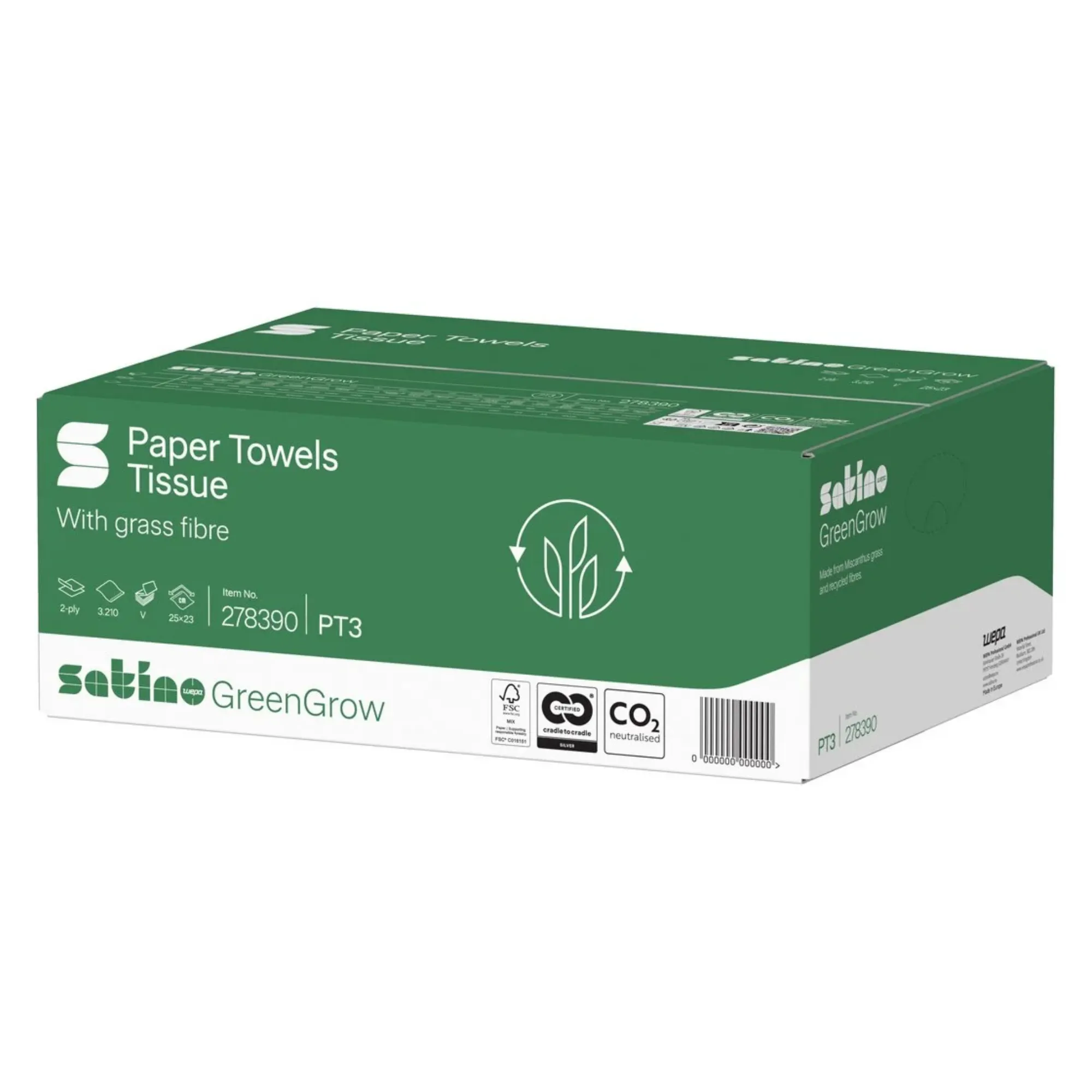 Satino GreenGrow handdoekje 2 laags 25x23cm schuinaanzicht