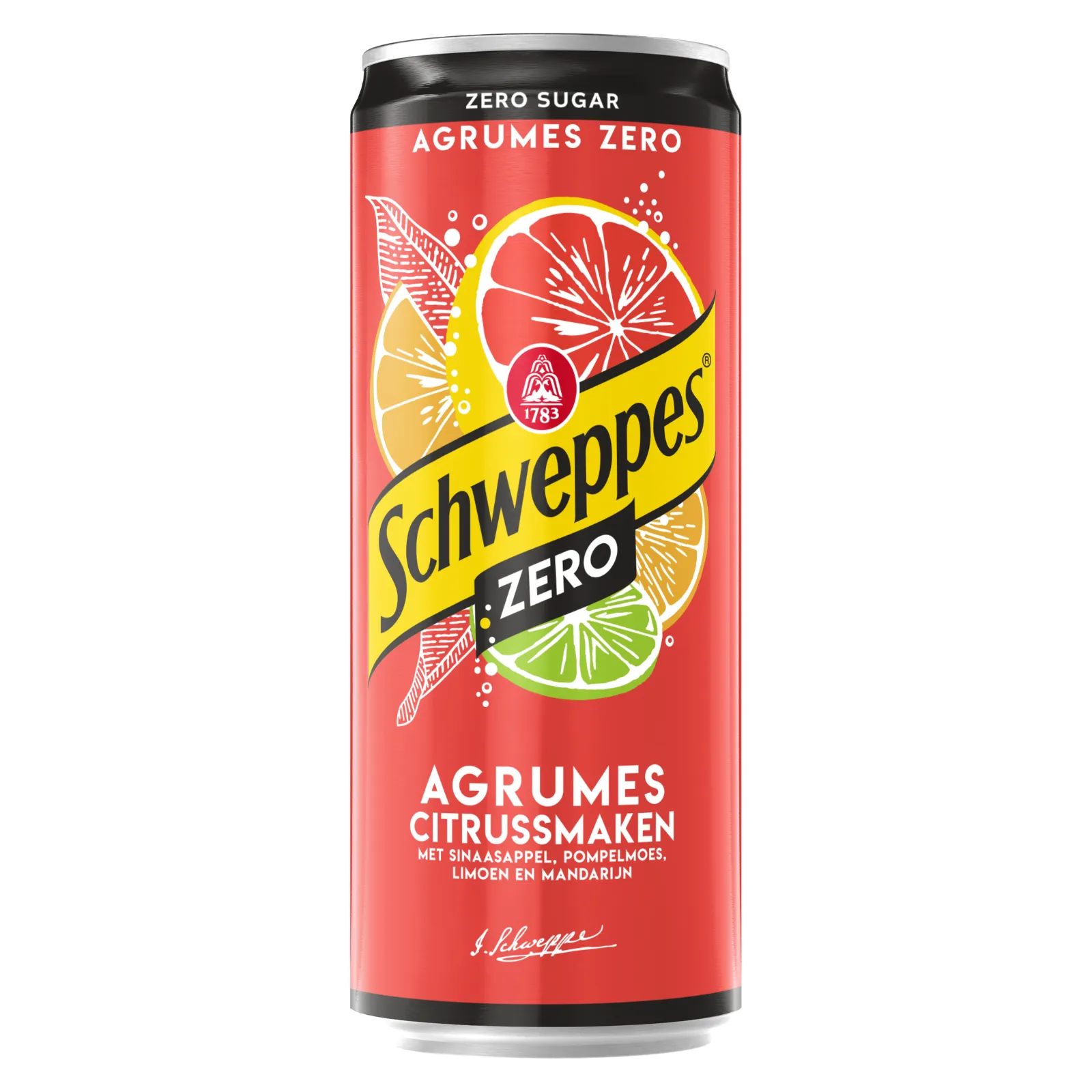 Blik schweppes rood staand voorkant