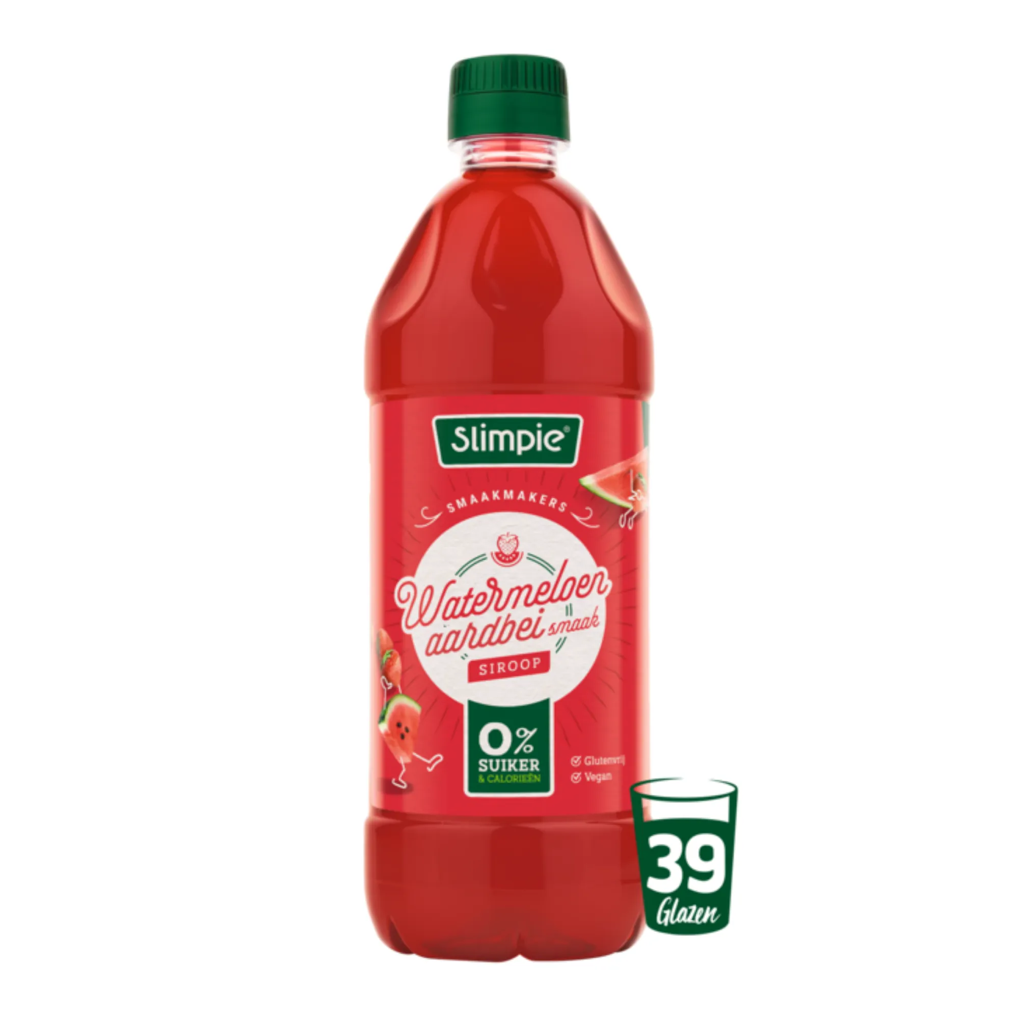 Slimpie Siroop Watermeloen Aardbei Suikervrij (6×650 ml)