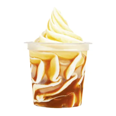 Softijs beker Sundae caramelsaus voorkant