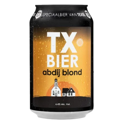 TX bier blikje abdij blond staand