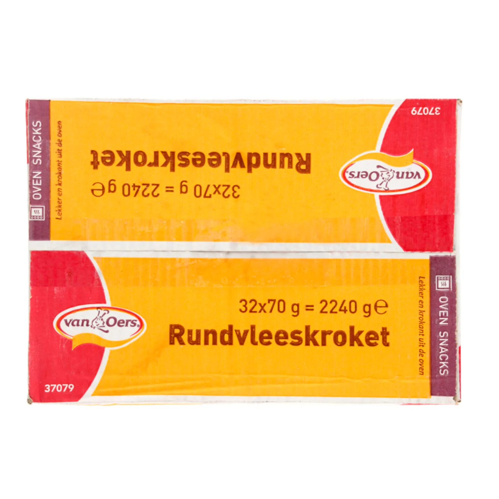 Doos rundvleeskroketten oers bovenkant