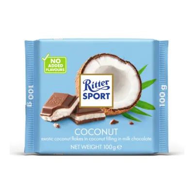 Ritter Sport Melk Chocolade Met Kokosvulling (12x 100 gr)