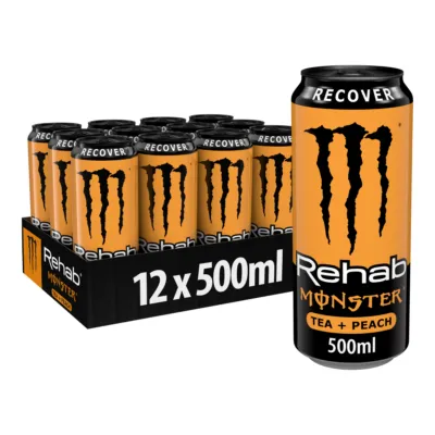 Monster Rehab Peach Tea blik (12x 50cl) tray