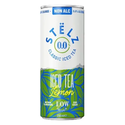 Stëlz blik lemon 0.0% iced tea staand