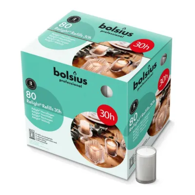 Bolsius Professional Relight Navulling Grijs Ø52x64 mm 30 uur (80 stuks)