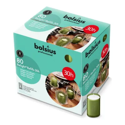 Bolsius Professional Relight Navulling Olijfgroen Ø52x64 mm 30 uur (80 stuks)
