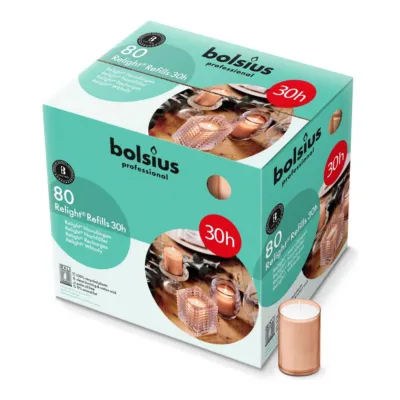 Bolsius Professional Relight Navulling Zacht Roze Ø52x64mm 30 uur (80 stuks)