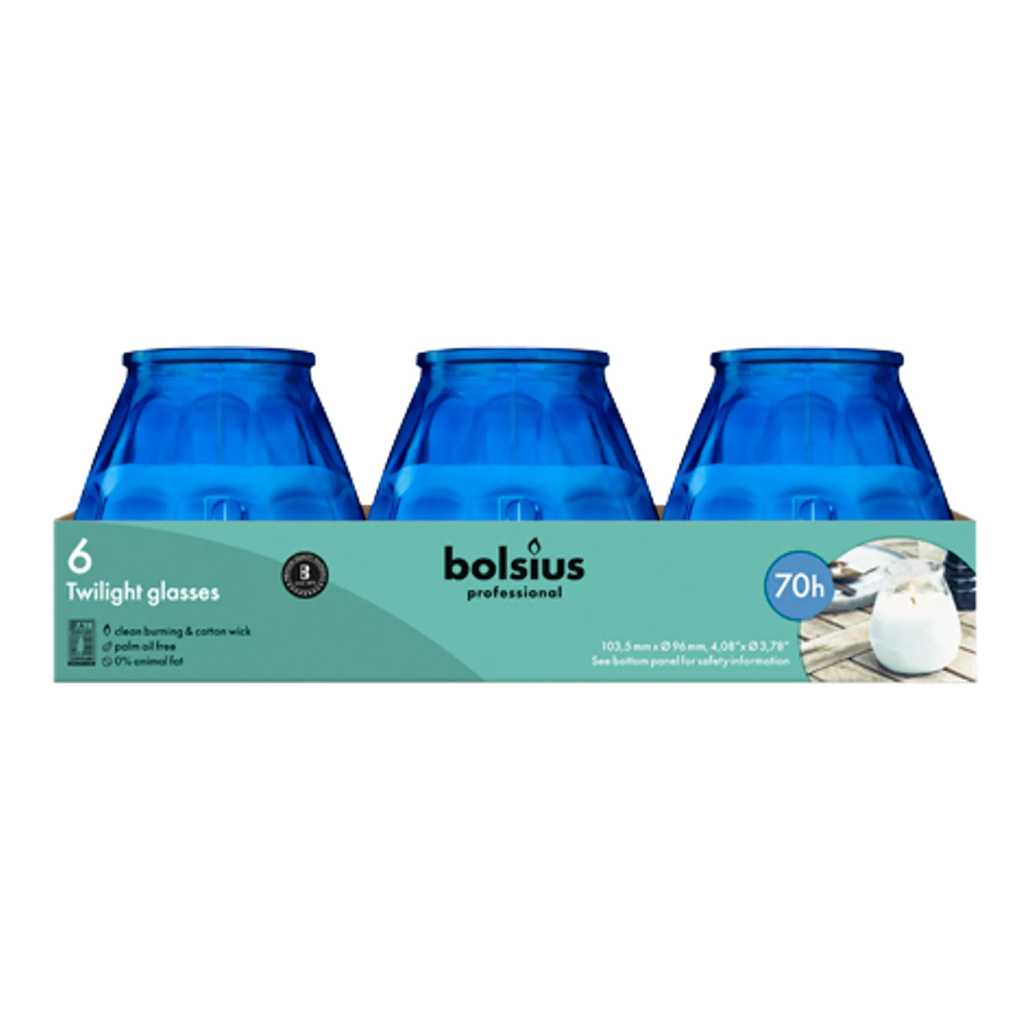 Bolsius Professional Twilight Blauw Ø99x104 mm 70 uur (6 stuks)