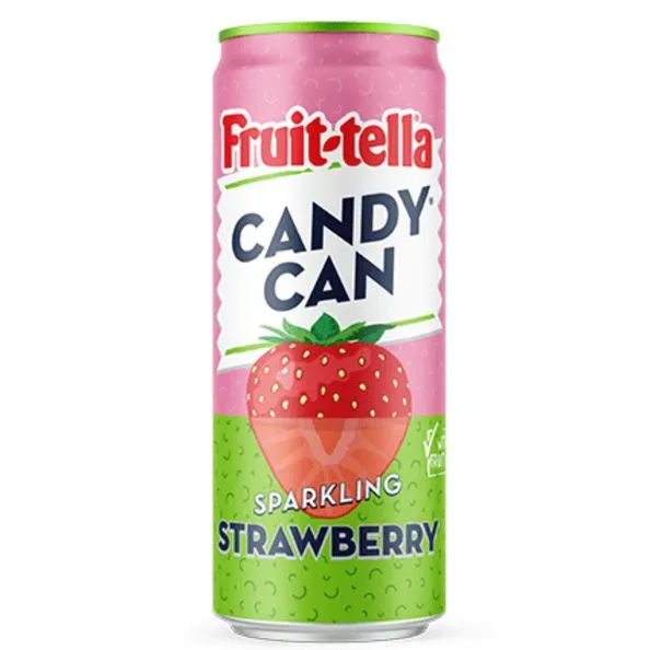 Candy can fruit-tella strawberry blik 33 cl