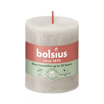 Bolsius Rustiek Stompkaars Sandy Grey Ø68×80 mm 30 uur (4 stuks)