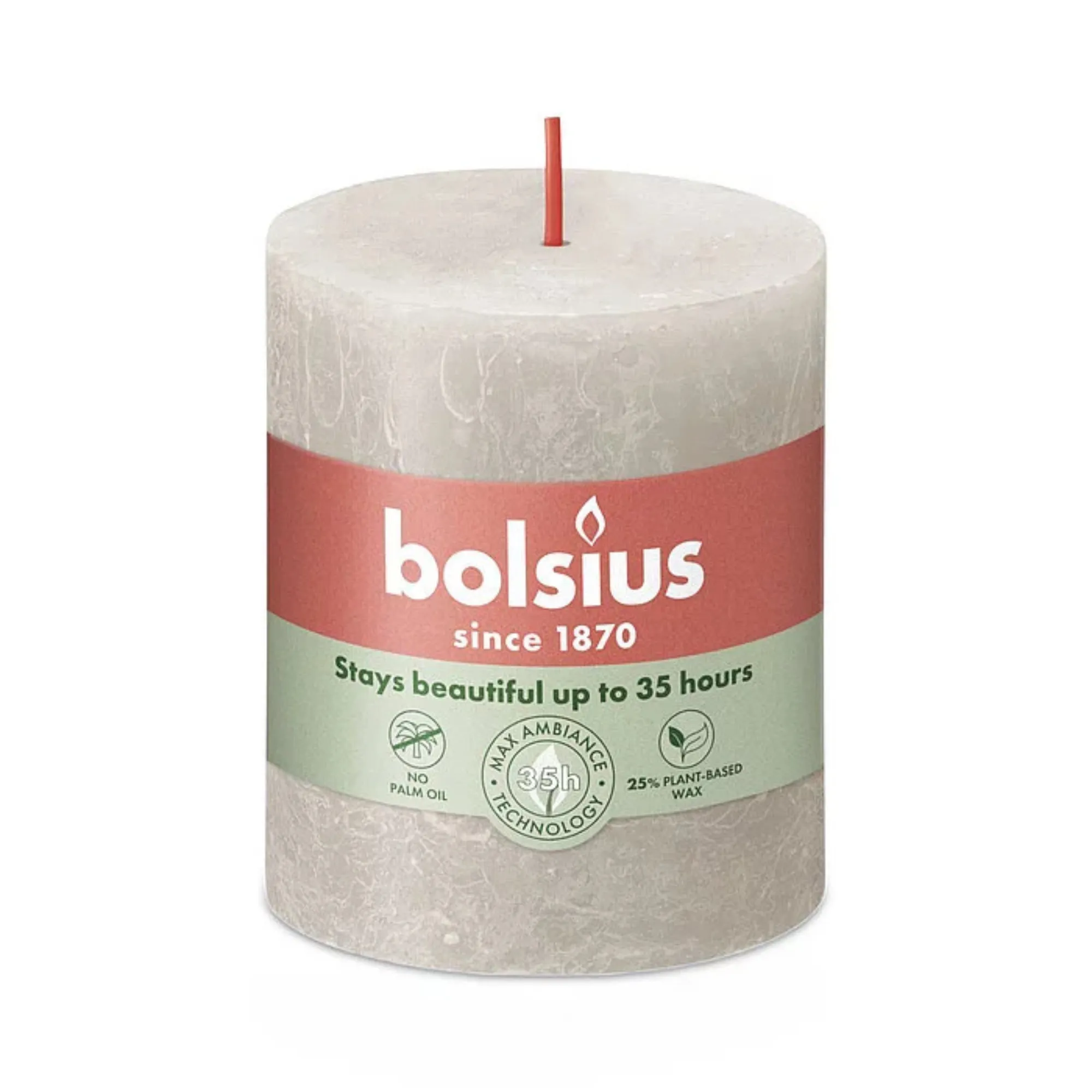 Bolsius Rustiek Stompkaars Sandy Grey Ø68×80 mm 30 uur (4 stuks)