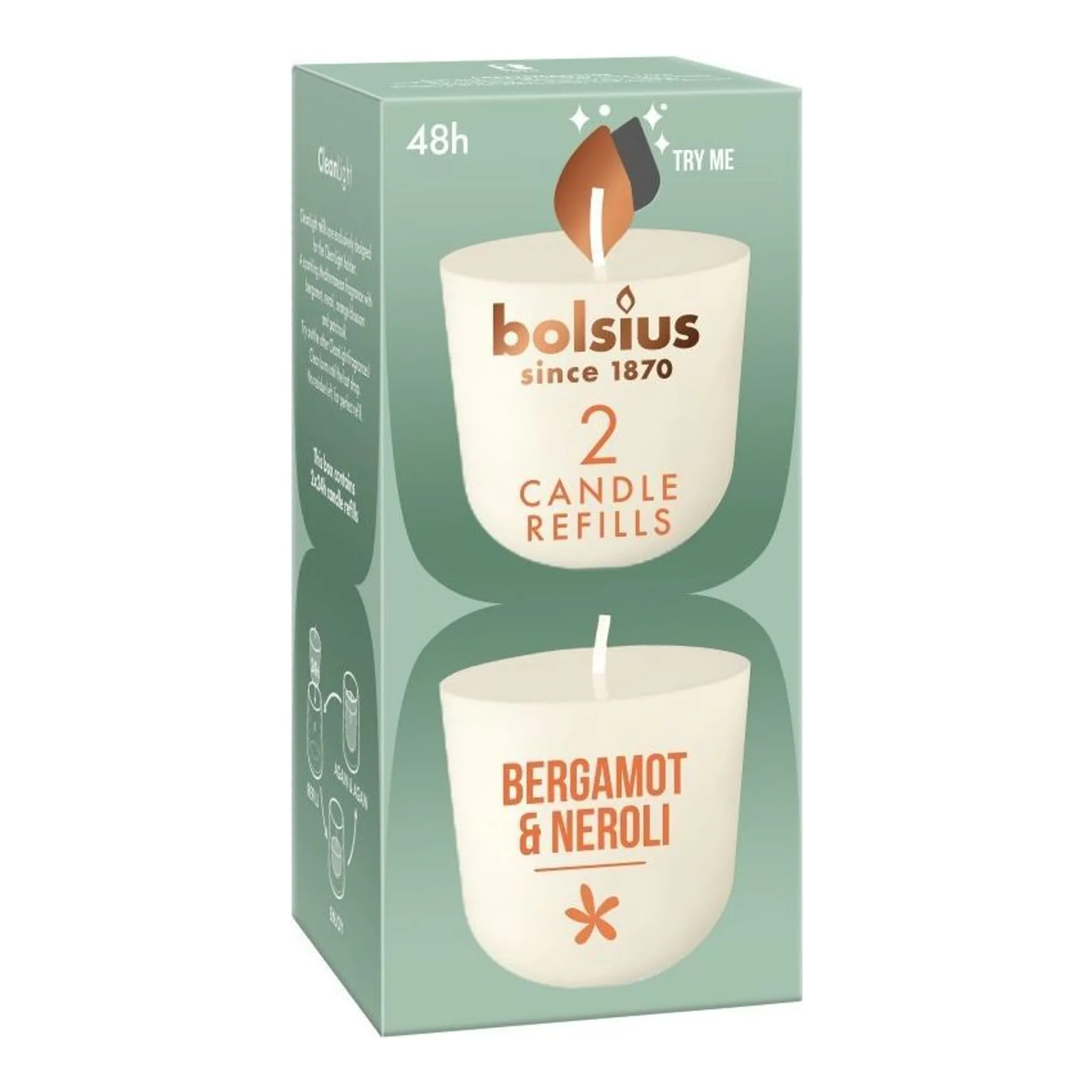 Bolsius CleanLight 2-Pack Bergamot & Neroli Ø57x116 mm (6x 2 stuks)