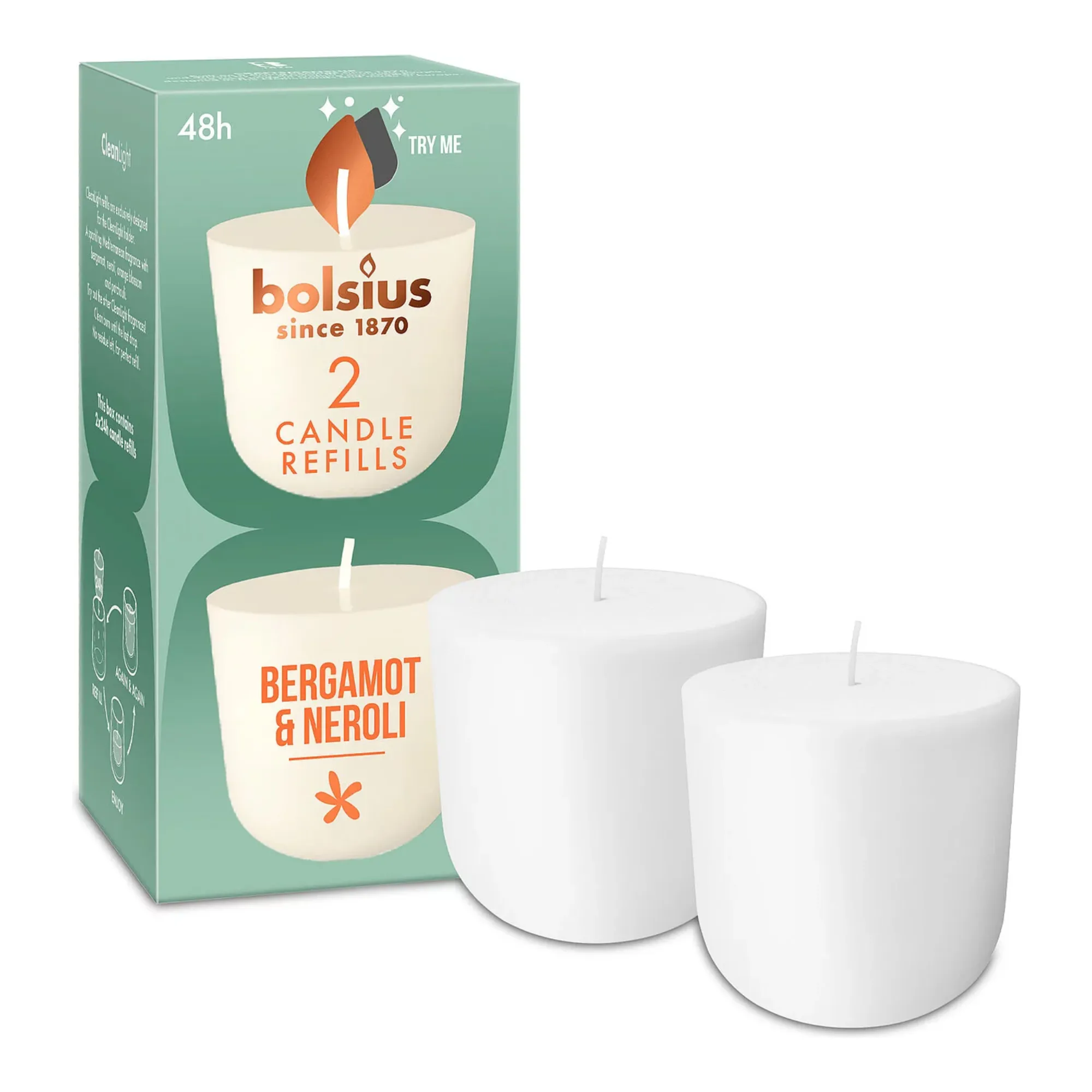 Bolsius CleanLight 2-Pack Bergamot & Neroli Ø57x116 mm (6x 2 stuks)