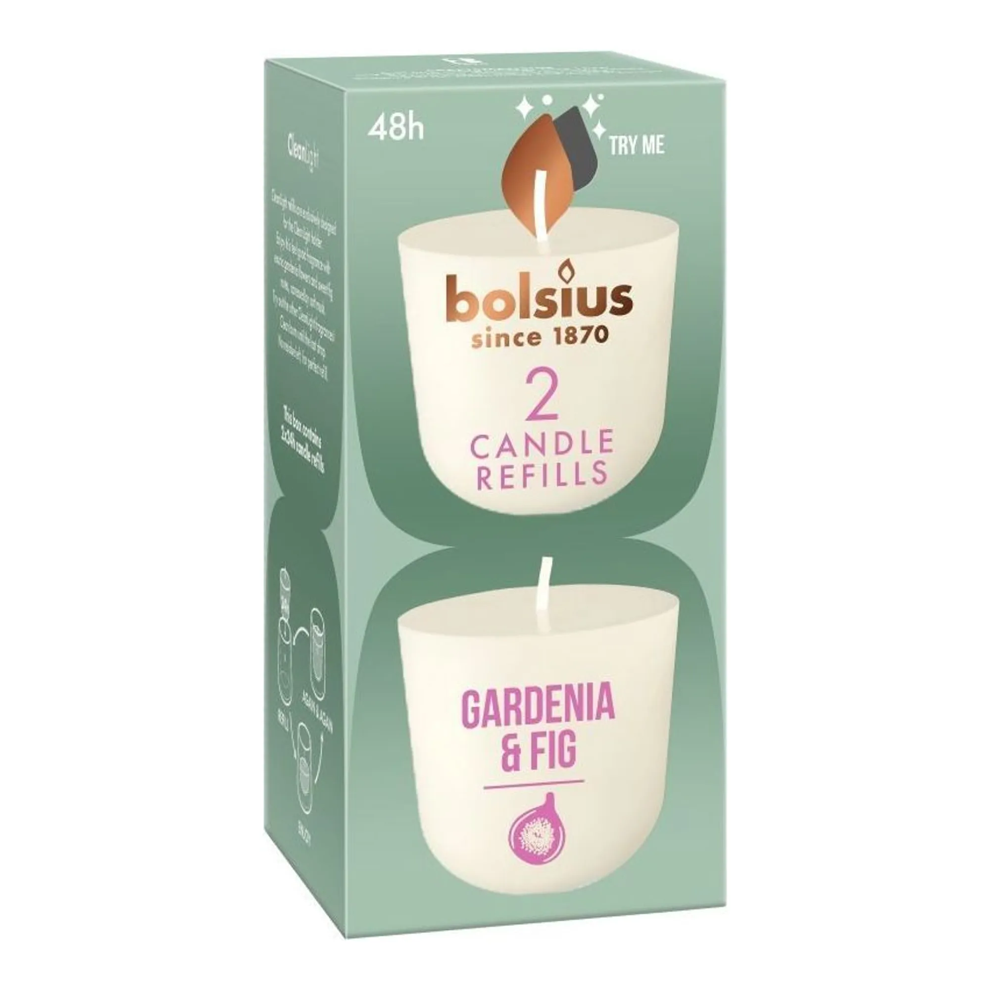 Bolsius CleanLight 2-Pack Gardenia & Fig Ø57x116 mm (6x 2 stuks)