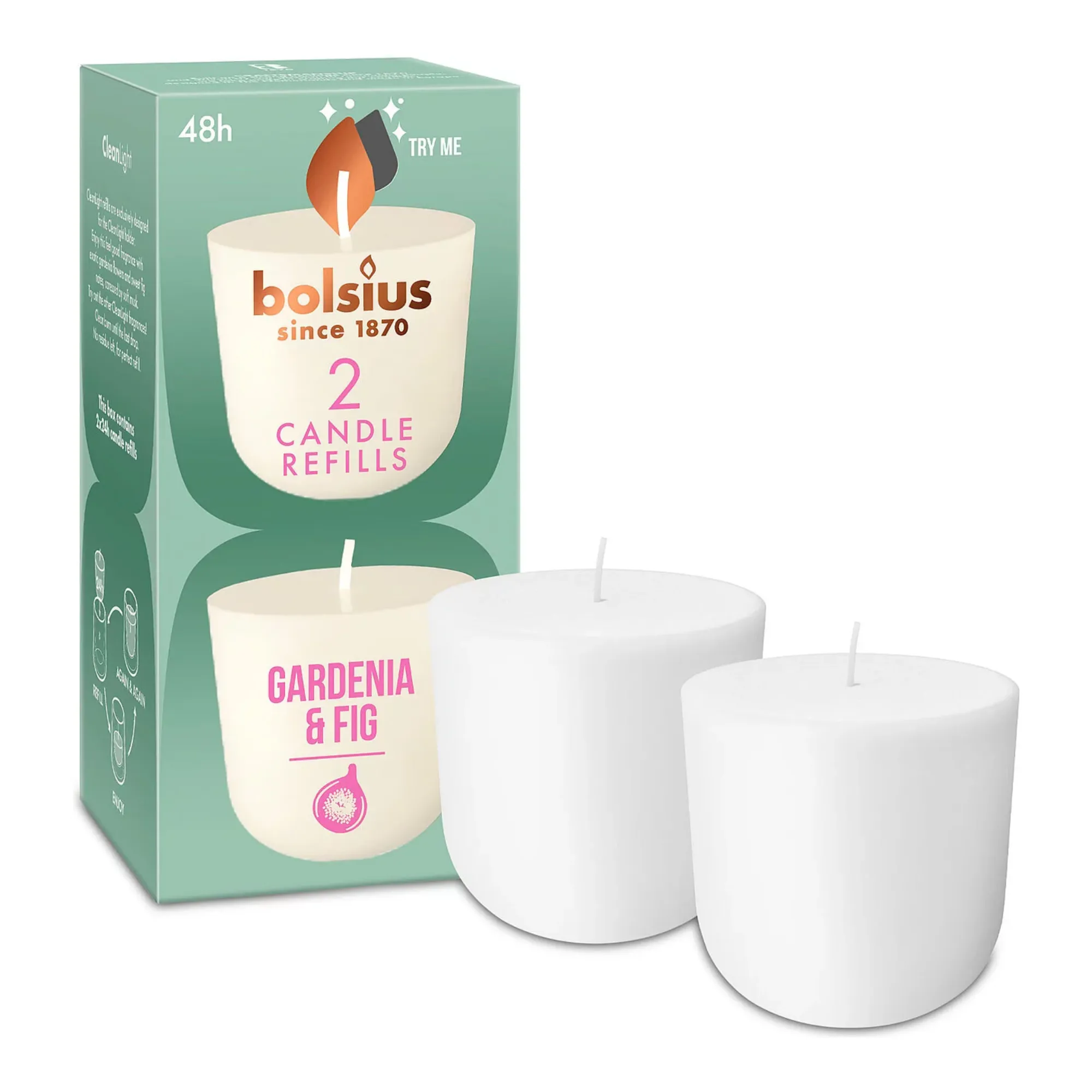 Bolsius CleanLight 2-Pack Gardenia & Fig Ø57x116 mm (6x 2 stuks)