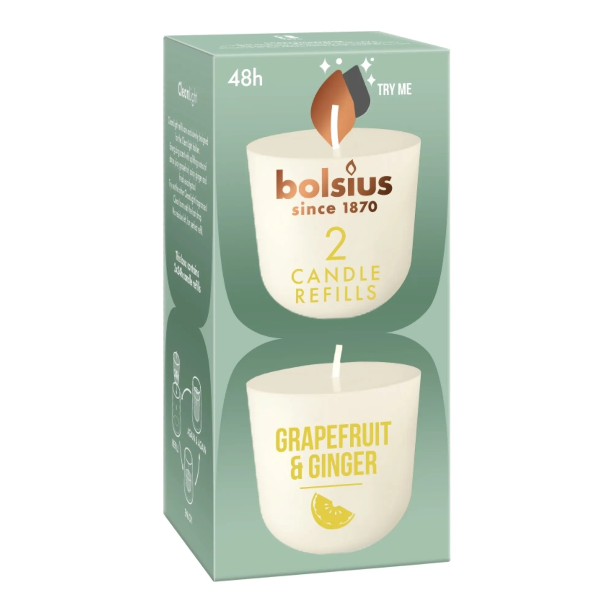 Bolsius CleanLight 2-Pack Grapefruit & Ginger Ø57x116 mm (6x 2 stuks)