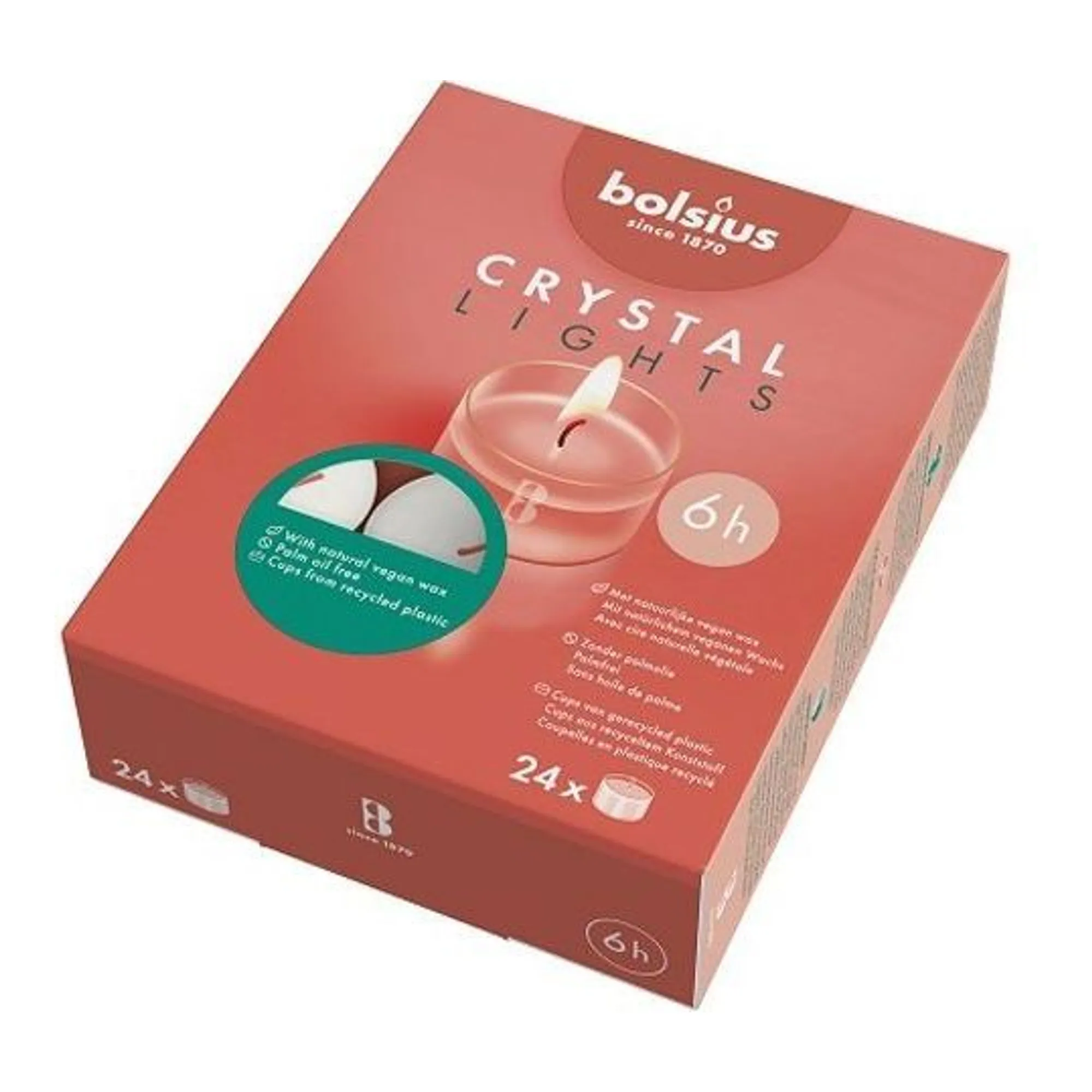 Bolsius Clear Cup Theelichten Ø39x19 mm 6 uur (6x 24 stuks)