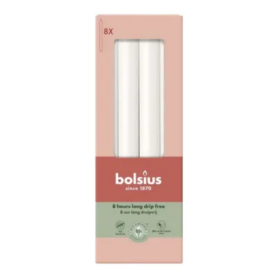 Bolsius Dinerkaars Rustiek 270/23 Wolkenwit (8x 8 stuks)