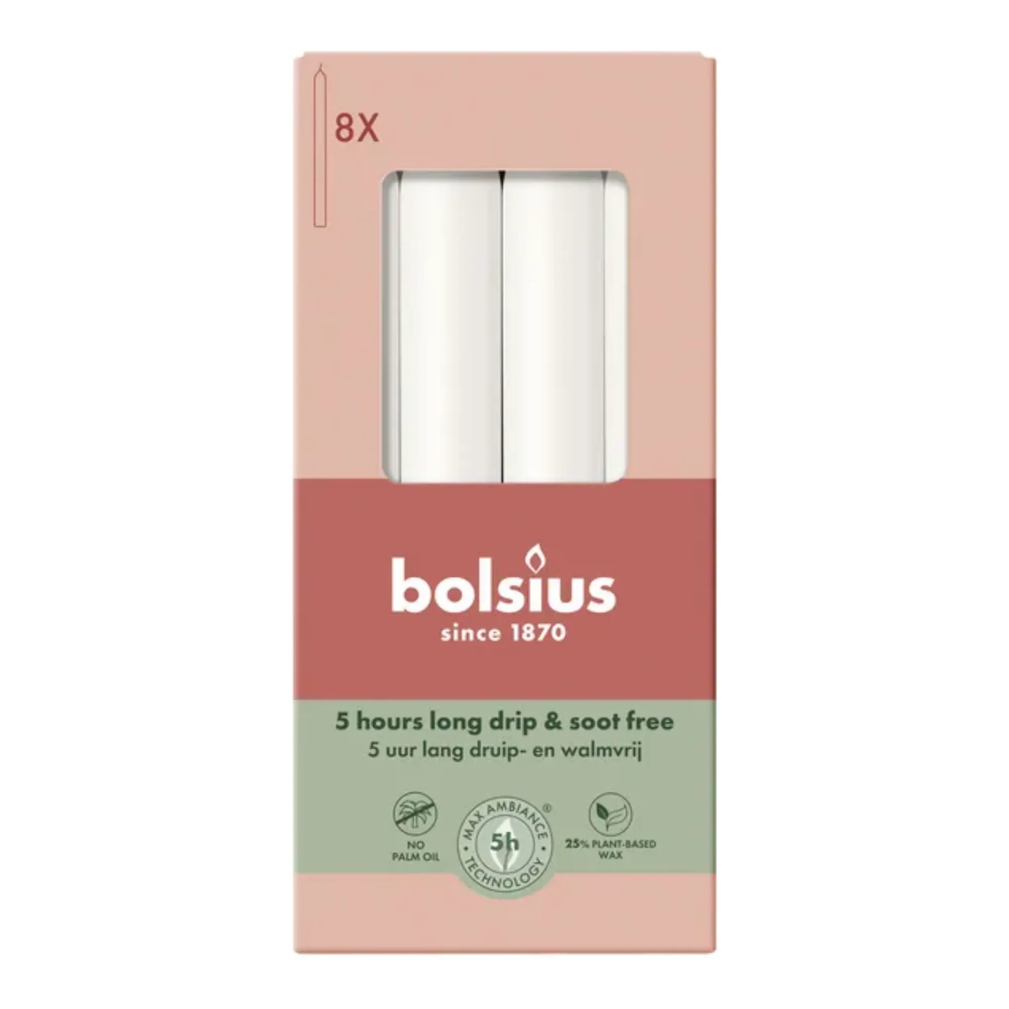 Bolsius Dinerkaarsen Cloudy White Ø20x170 mm 5 uur (4x 8 stuks)