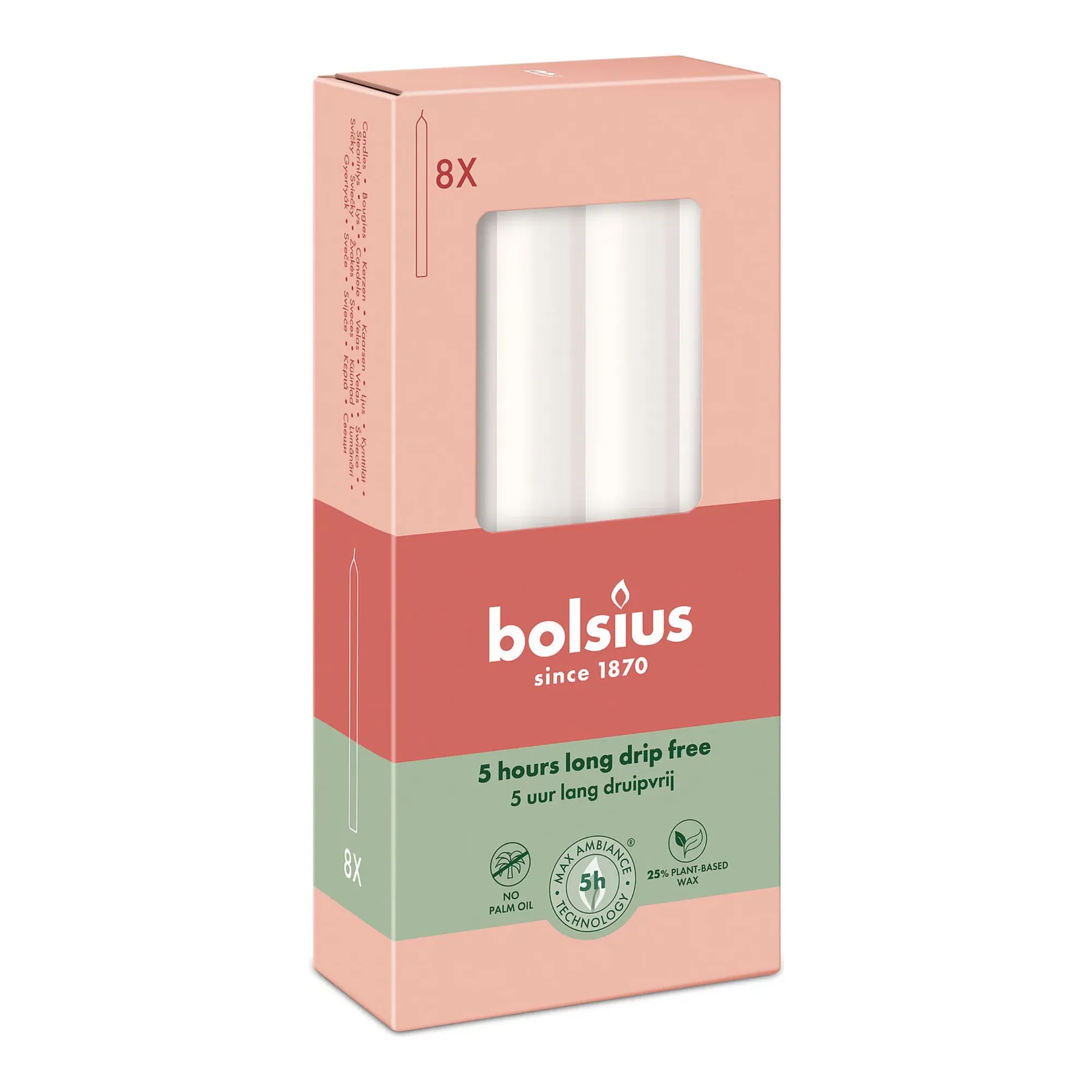 Bolsius Dinerkaarsen Cloudy White Ø20x170 mm 5 uur (4x 8 stuks)