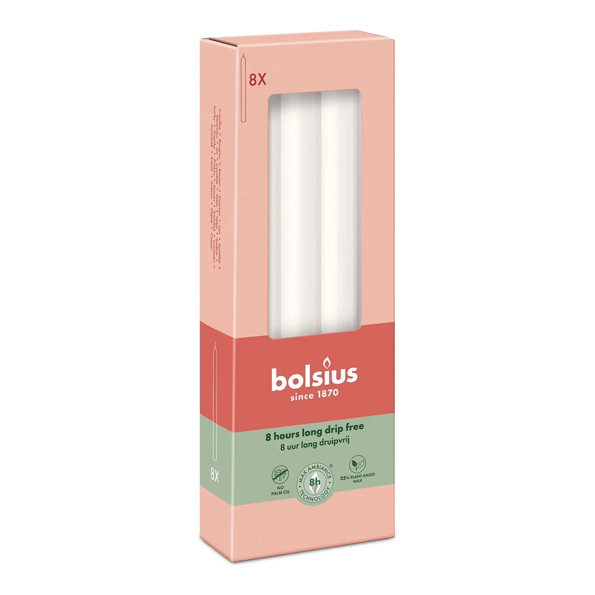 Bolsius Dinerkaarsen Cloudy White Ø20x230 mm 8 uur (4x 8 stuks)