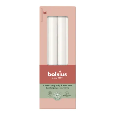 Bolsius Dinerkaarsen Cloudy White Ø20x230 mm 8 uur (4x 8 stuks)